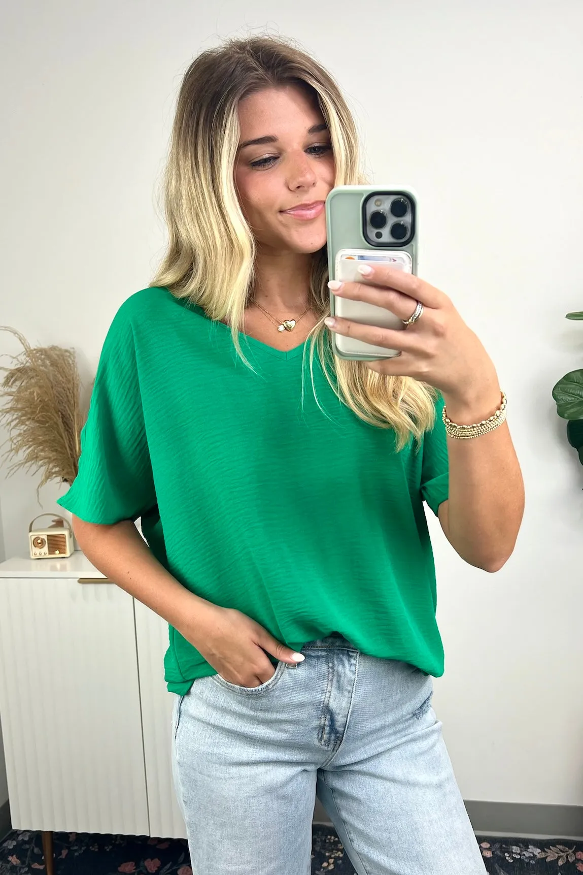 Evlynn V-Neck Short Sleeve Top - BACK IN STOCK