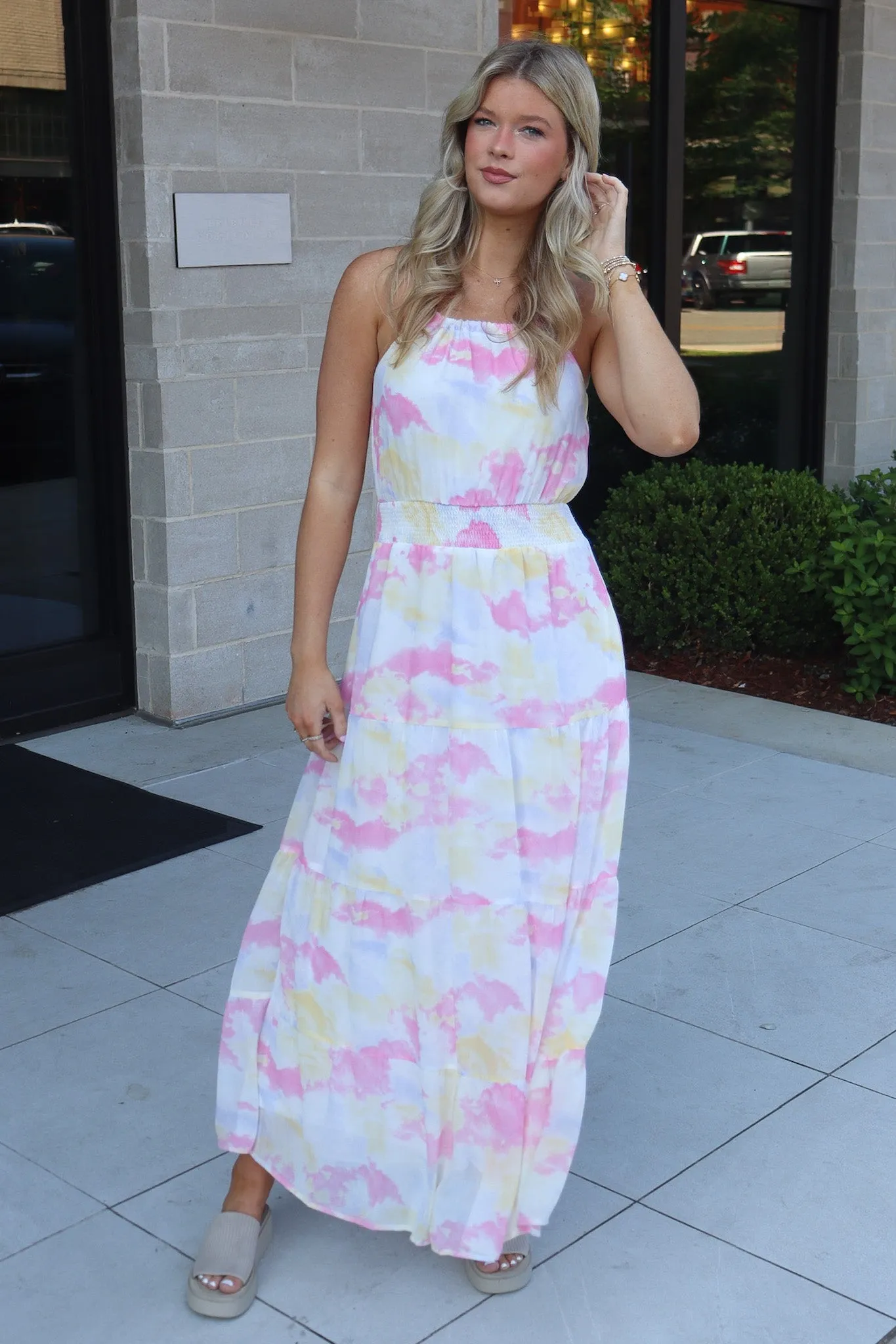 Exceptionally Radiant Cloudwash Halter Maxi Dress - FINAL SALE