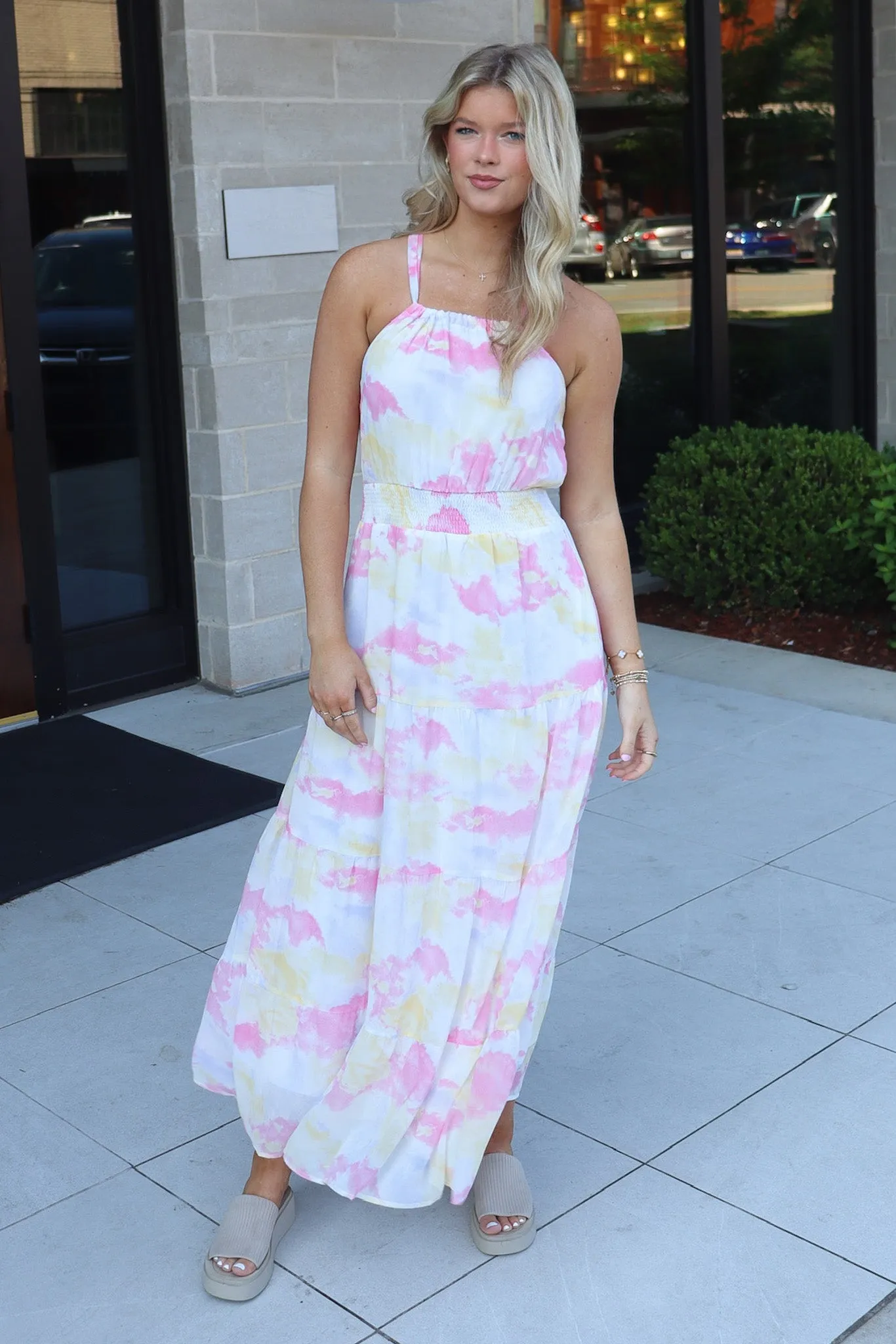 Exceptionally Radiant Cloudwash Halter Maxi Dress - FINAL SALE