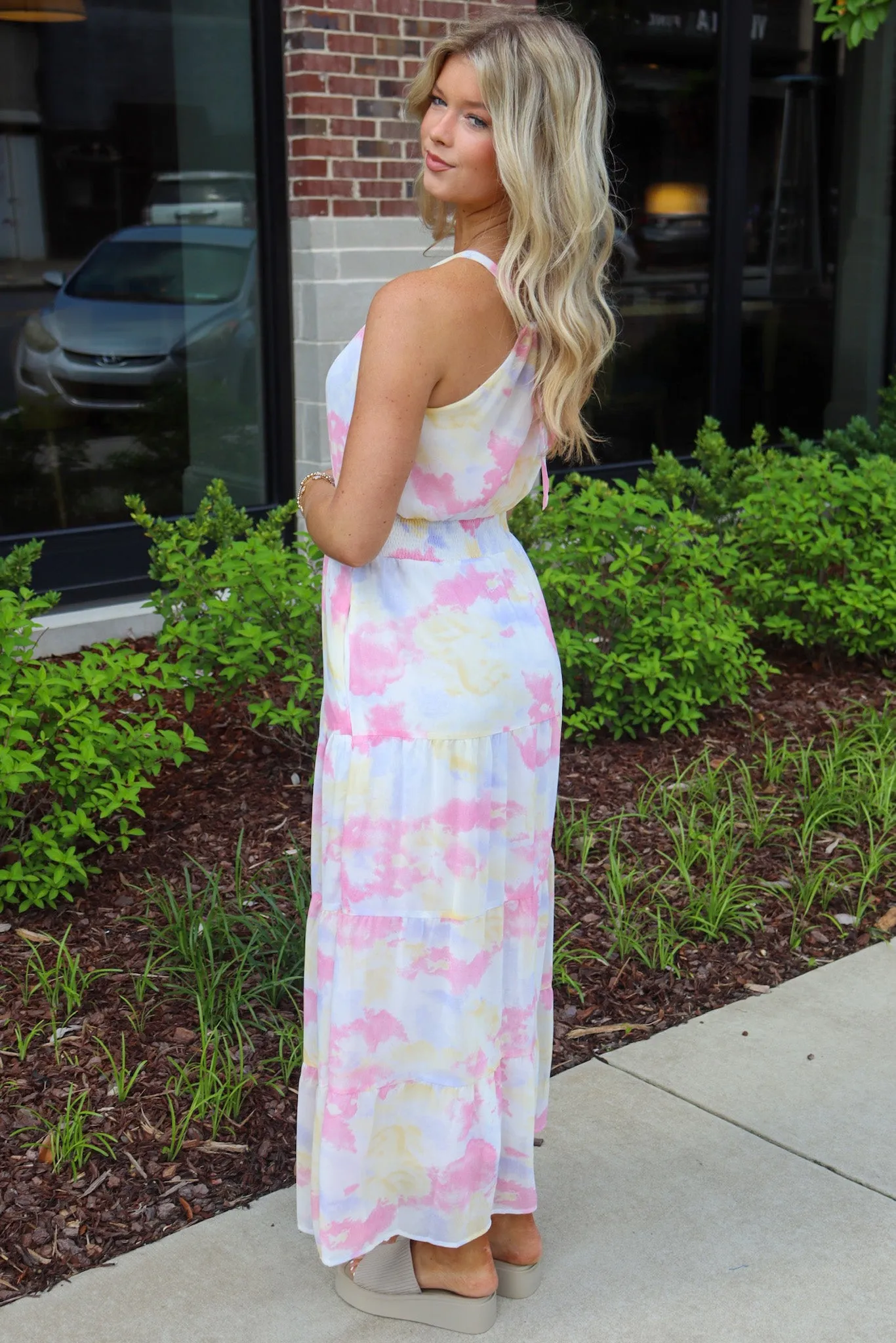 Exceptionally Radiant Cloudwash Halter Maxi Dress - FINAL SALE