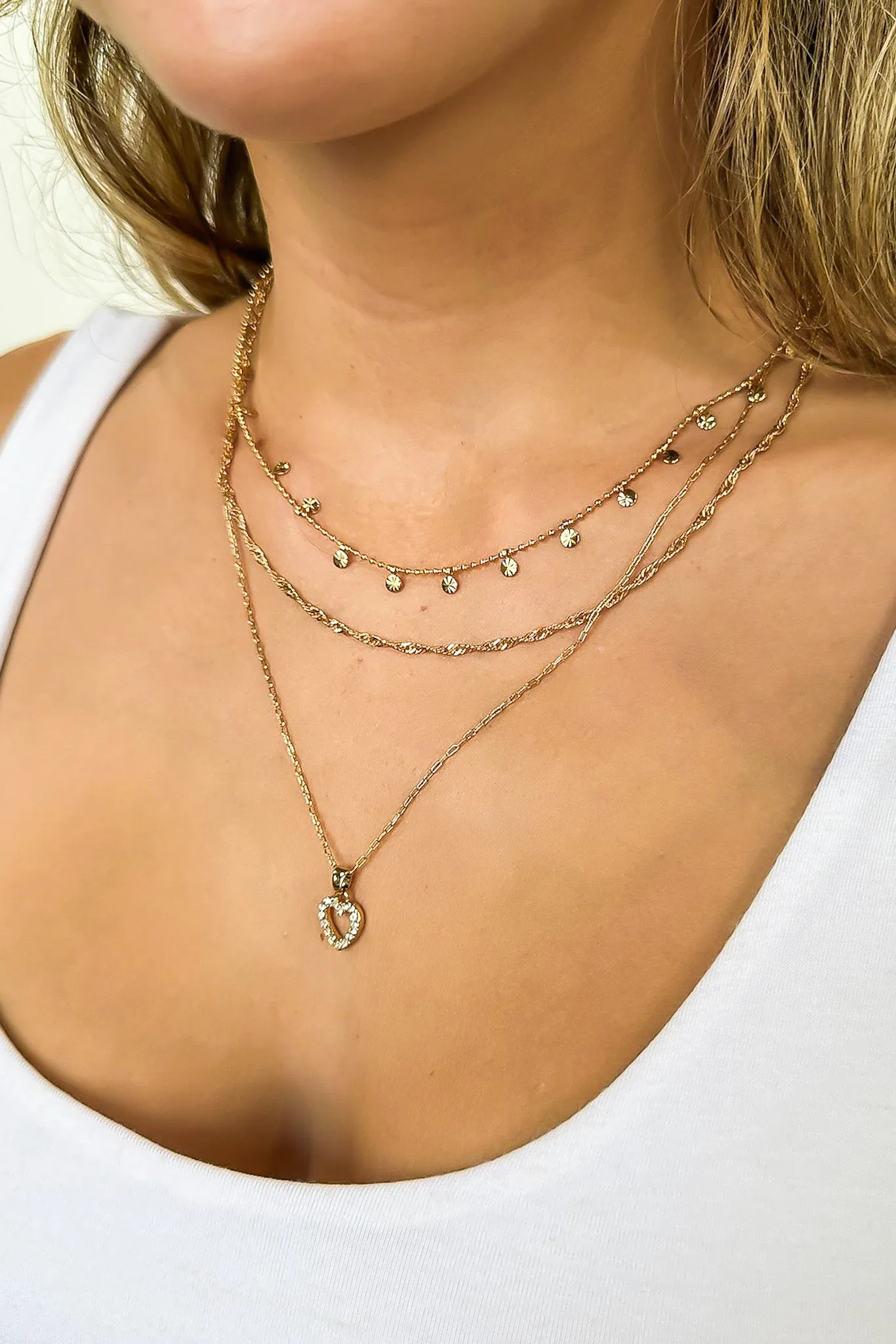 Fancy That Rhinestone Heart Layered Necklace