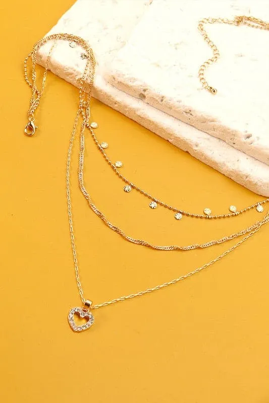 Fancy That Rhinestone Heart Layered Necklace