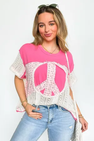 Far Out Peace Sign Contrast Top