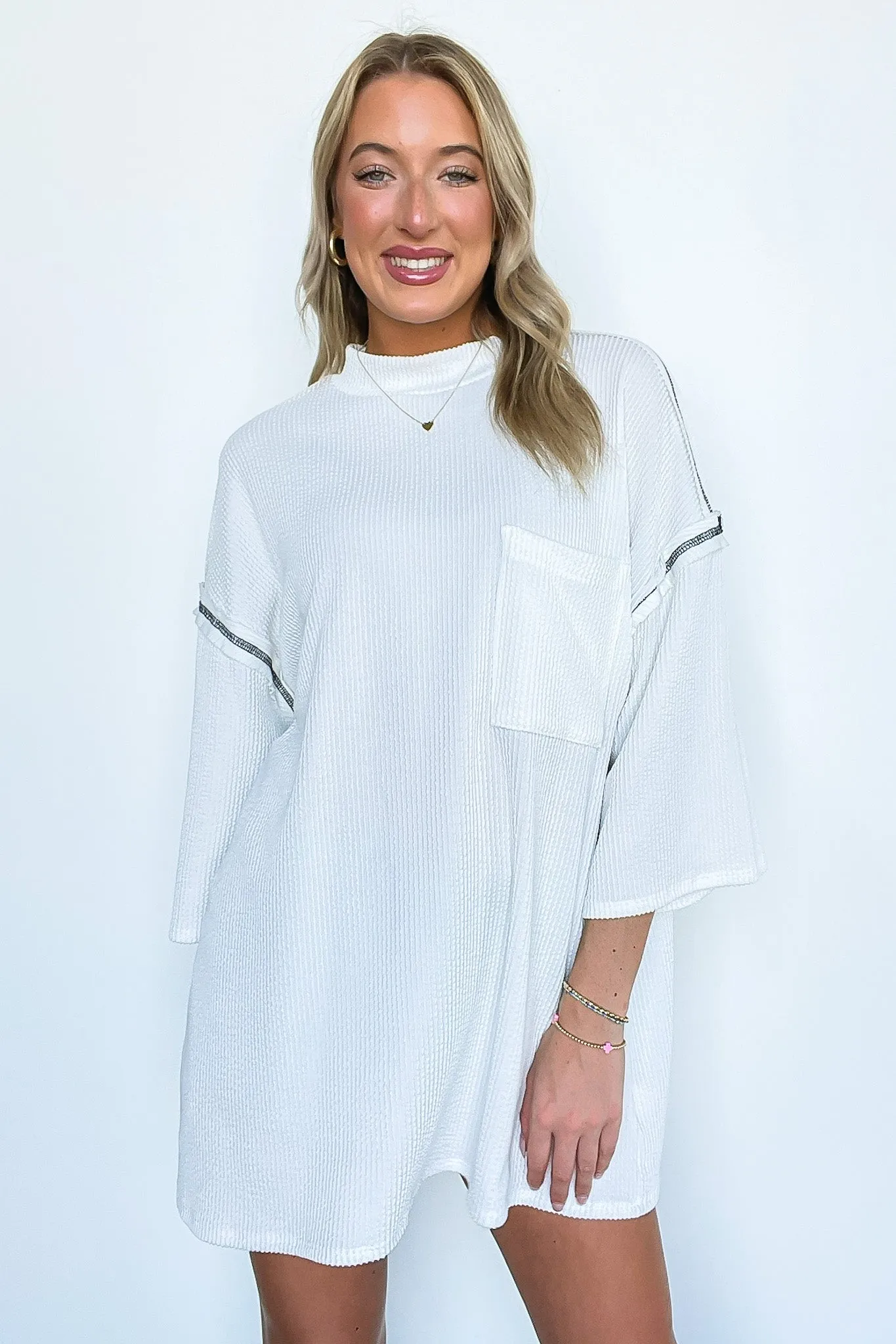 Farrah Reverse Stitch Rib Knit Pocket Tee