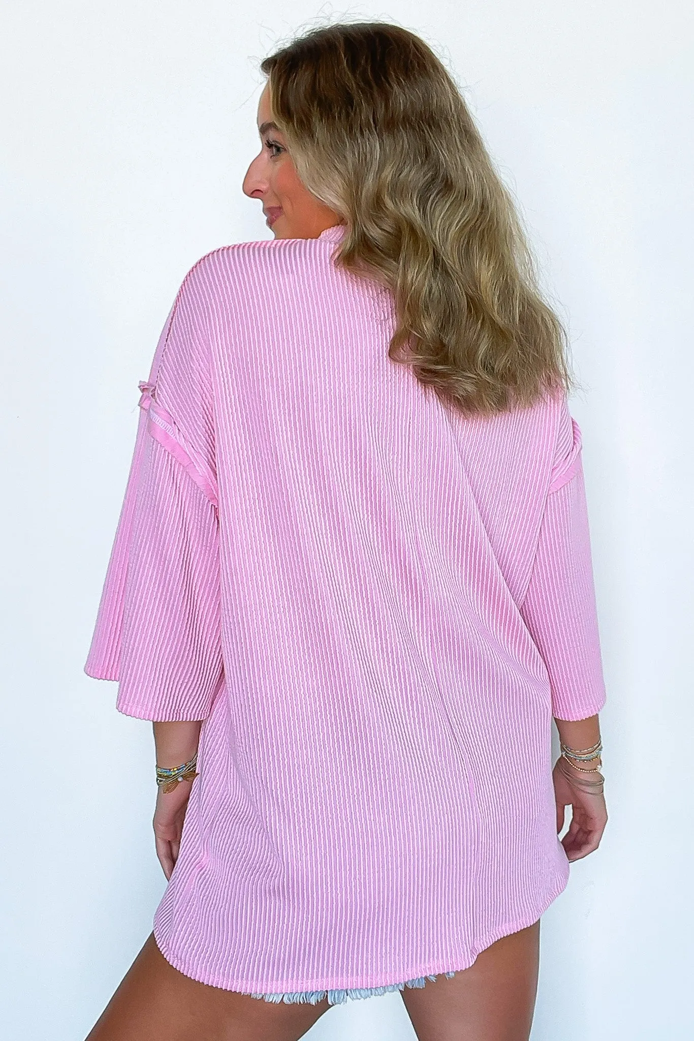 Farrah Reverse Stitch Rib Knit Pocket Tee