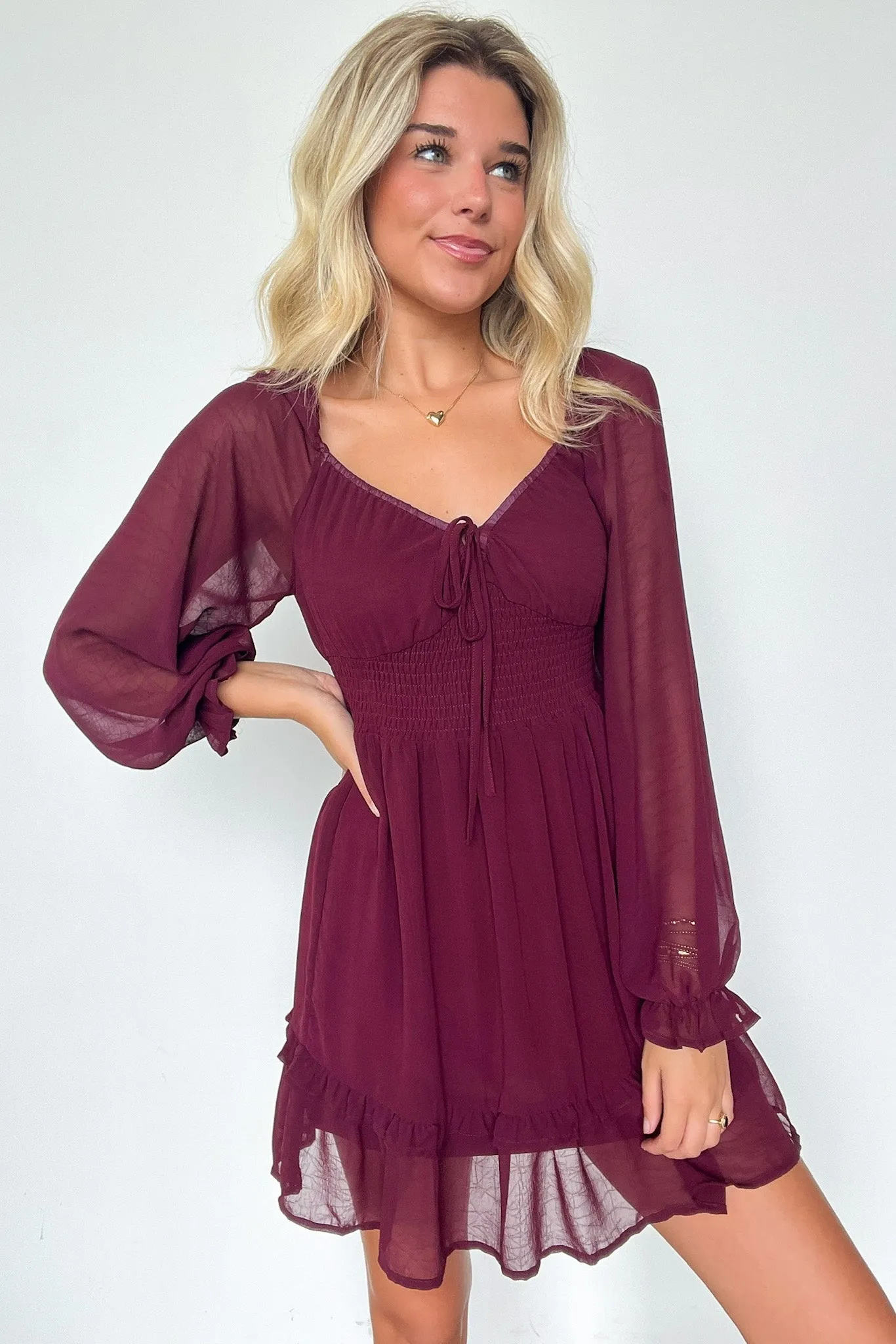 Favorite Inspiration Empire Smocked Long Sleeve Dress - FINAL SALE