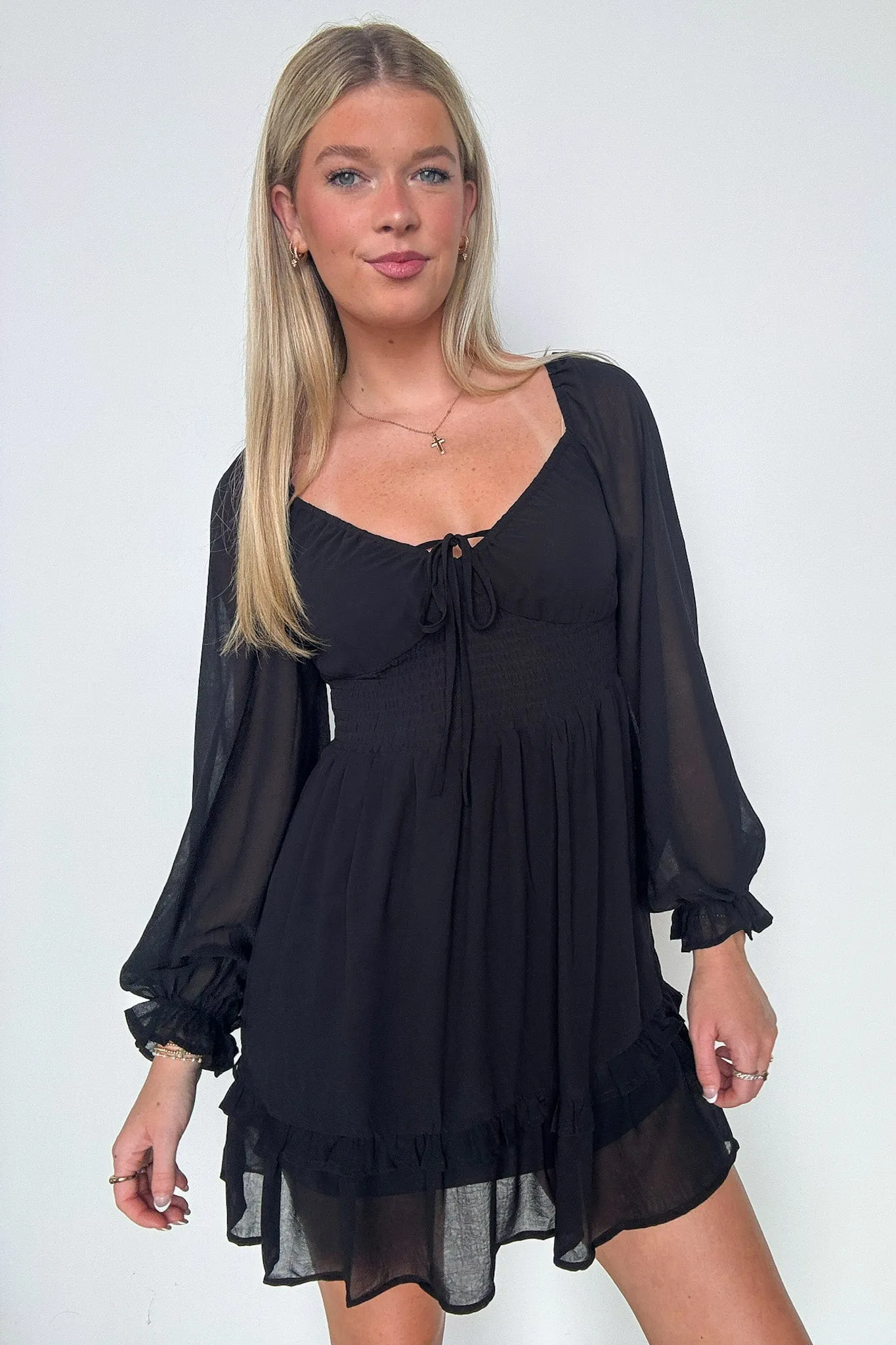 Favorite Inspiration Empire Smocked Long Sleeve Dress - FINAL SALE