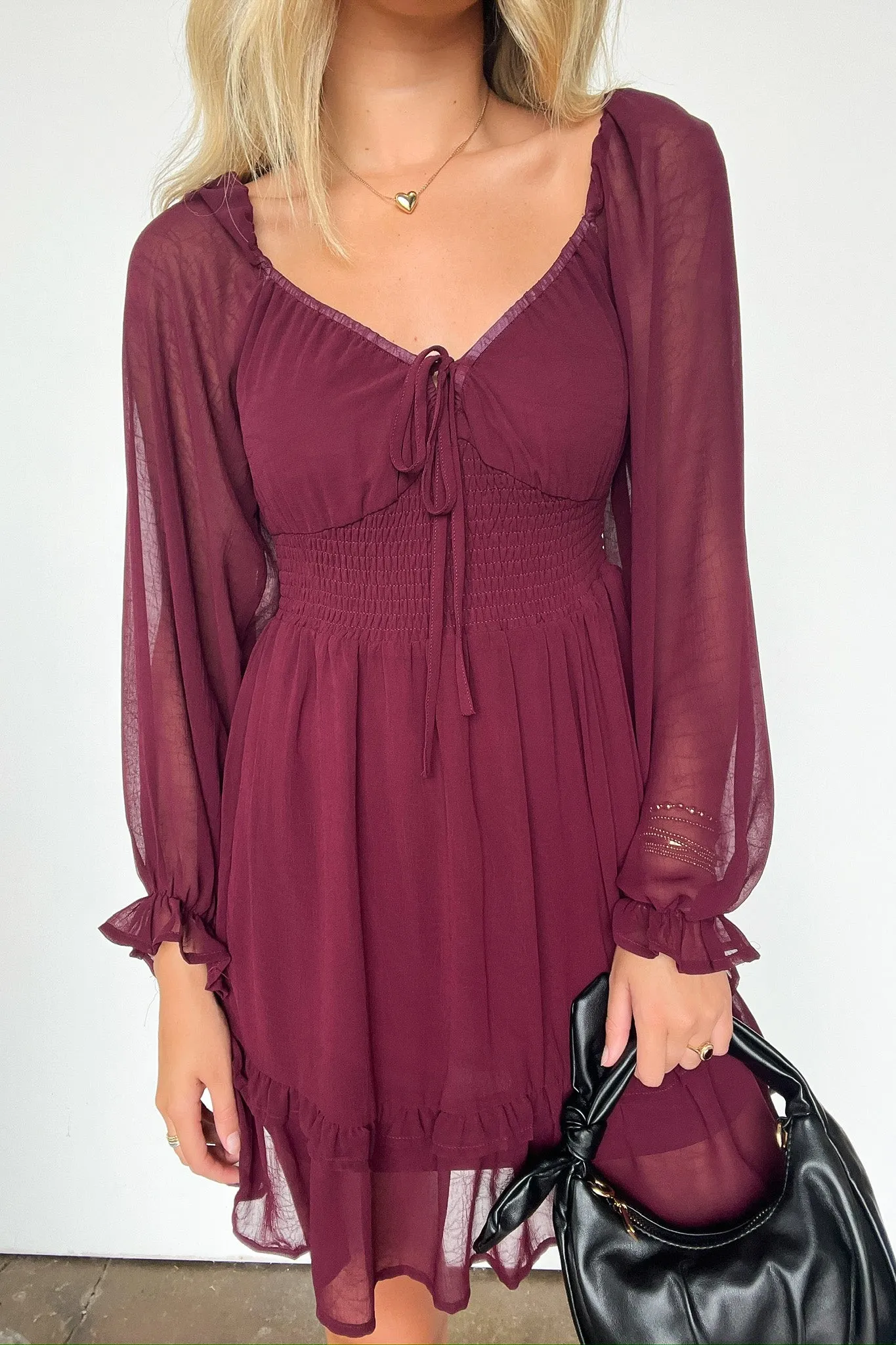 Favorite Inspiration Empire Smocked Long Sleeve Dress - FINAL SALE