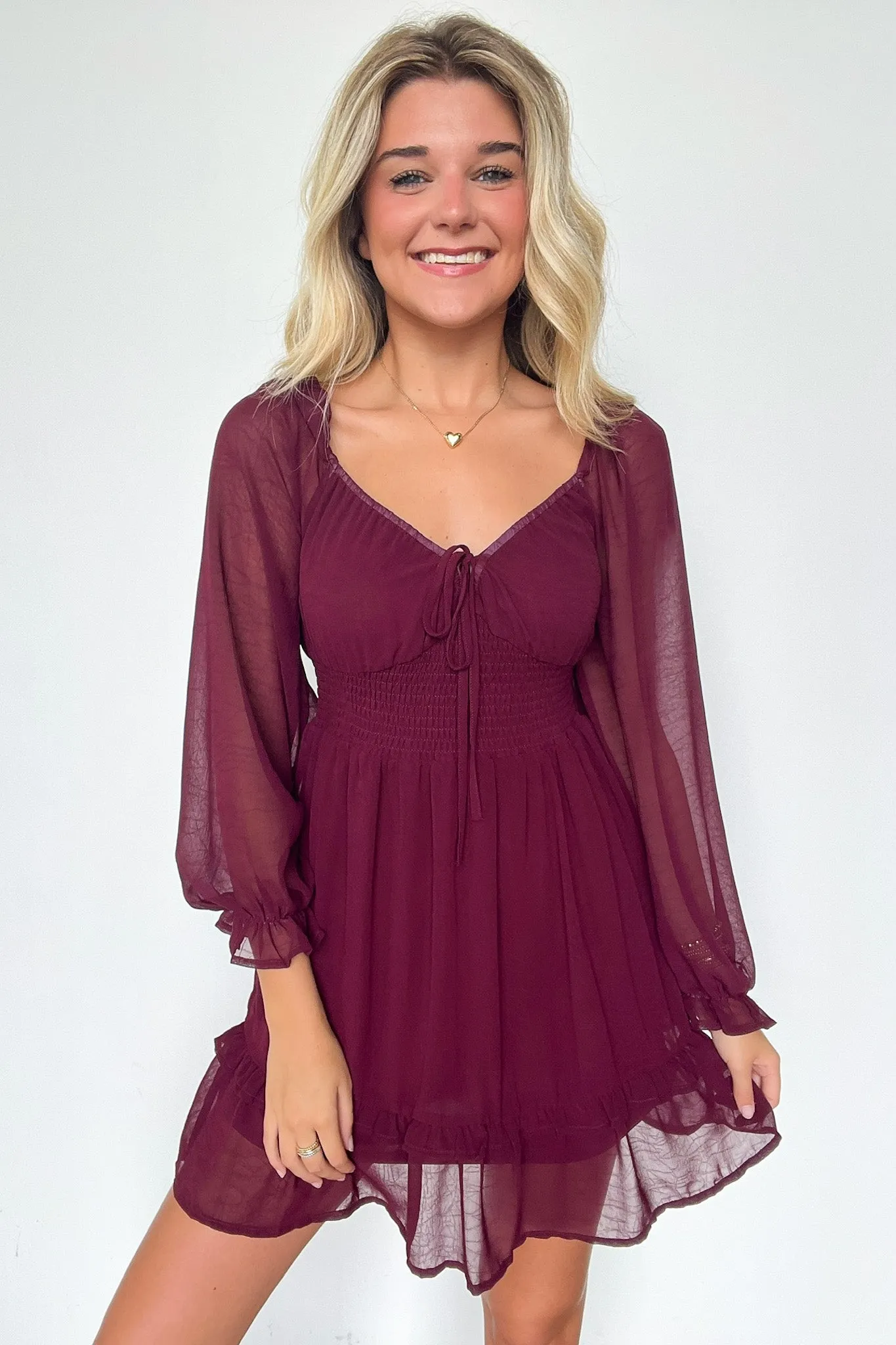 Favorite Inspiration Empire Smocked Long Sleeve Dress - FINAL SALE