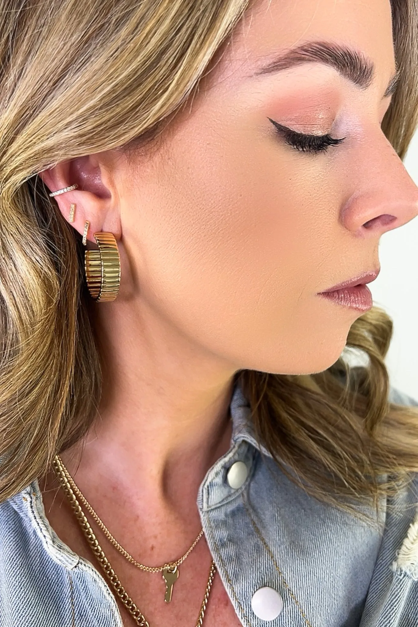 First Impression 30mm Textured Hoop Earrings