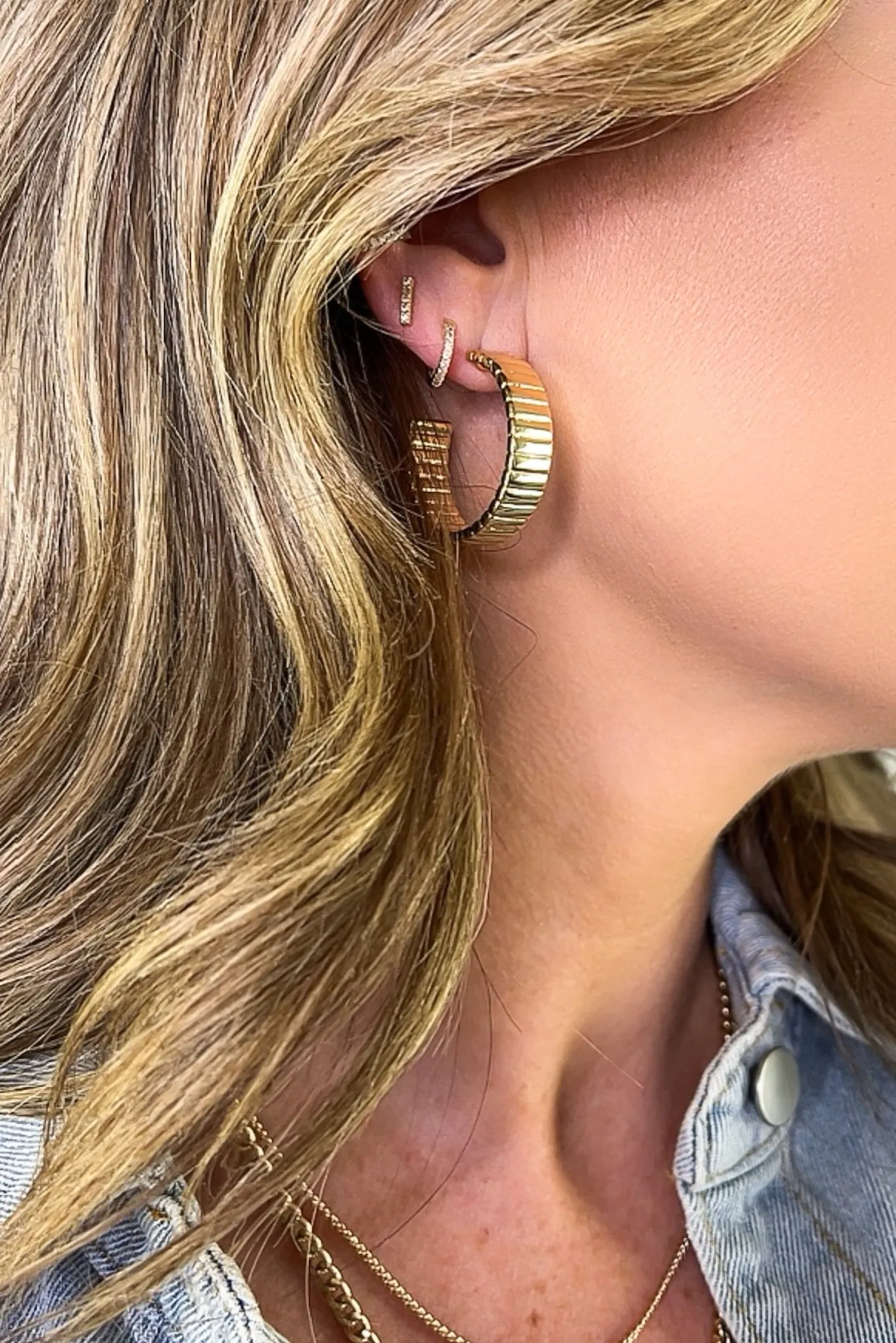 First Impression 30mm Textured Hoop Earrings