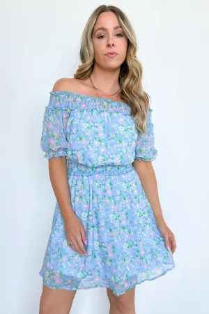 Fit to Frolic Off Shoulder Smocked Floral Dress - FINAL SALE