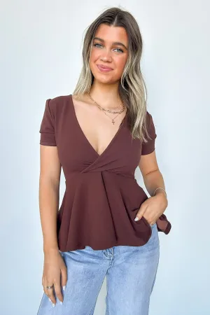 Flirtatious Sweetness V-Neck Peplum Top - FINAL SALE
