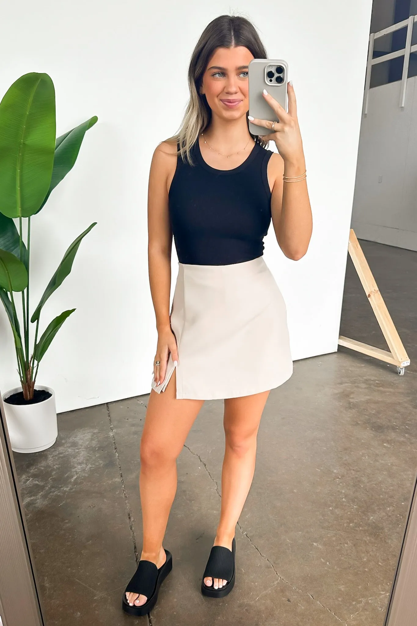 Flirty Finesse Side Slit Skort - FINAL SALE