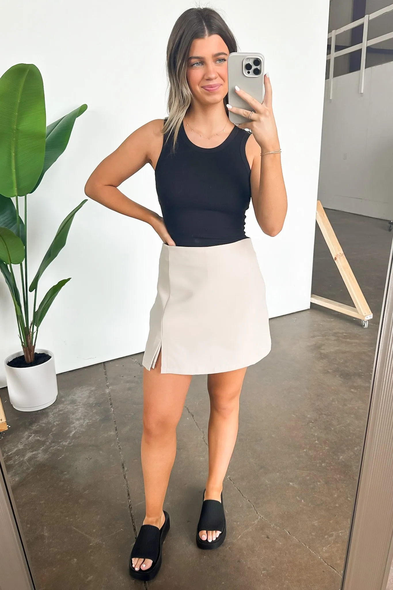 Flirty Finesse Side Slit Skort - FINAL SALE