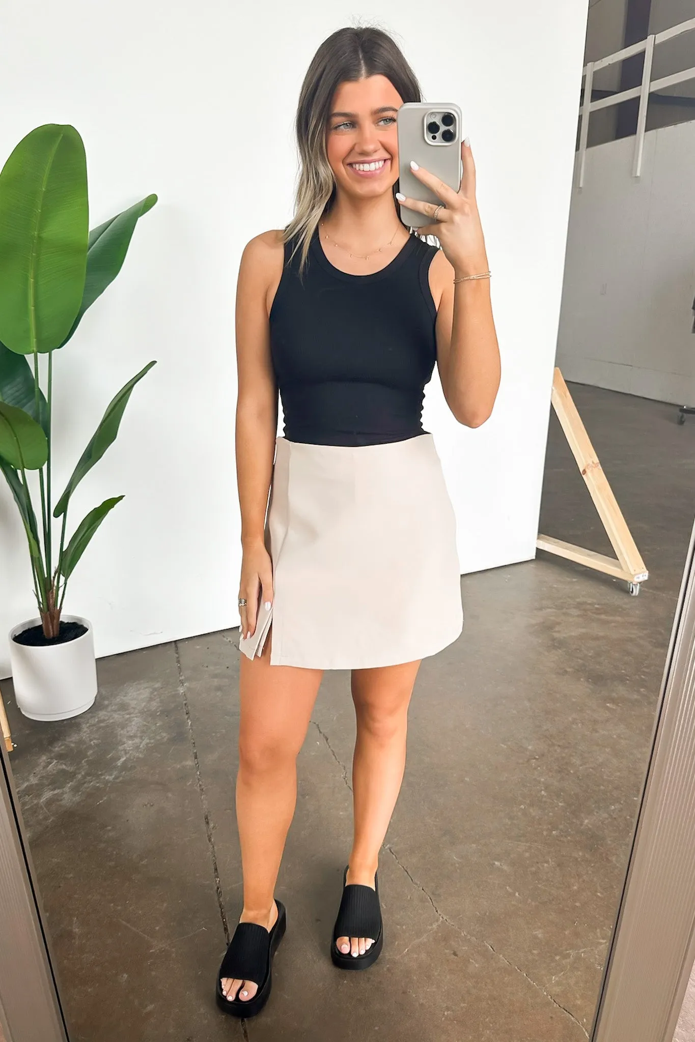Flirty Finesse Side Slit Skort - FINAL SALE