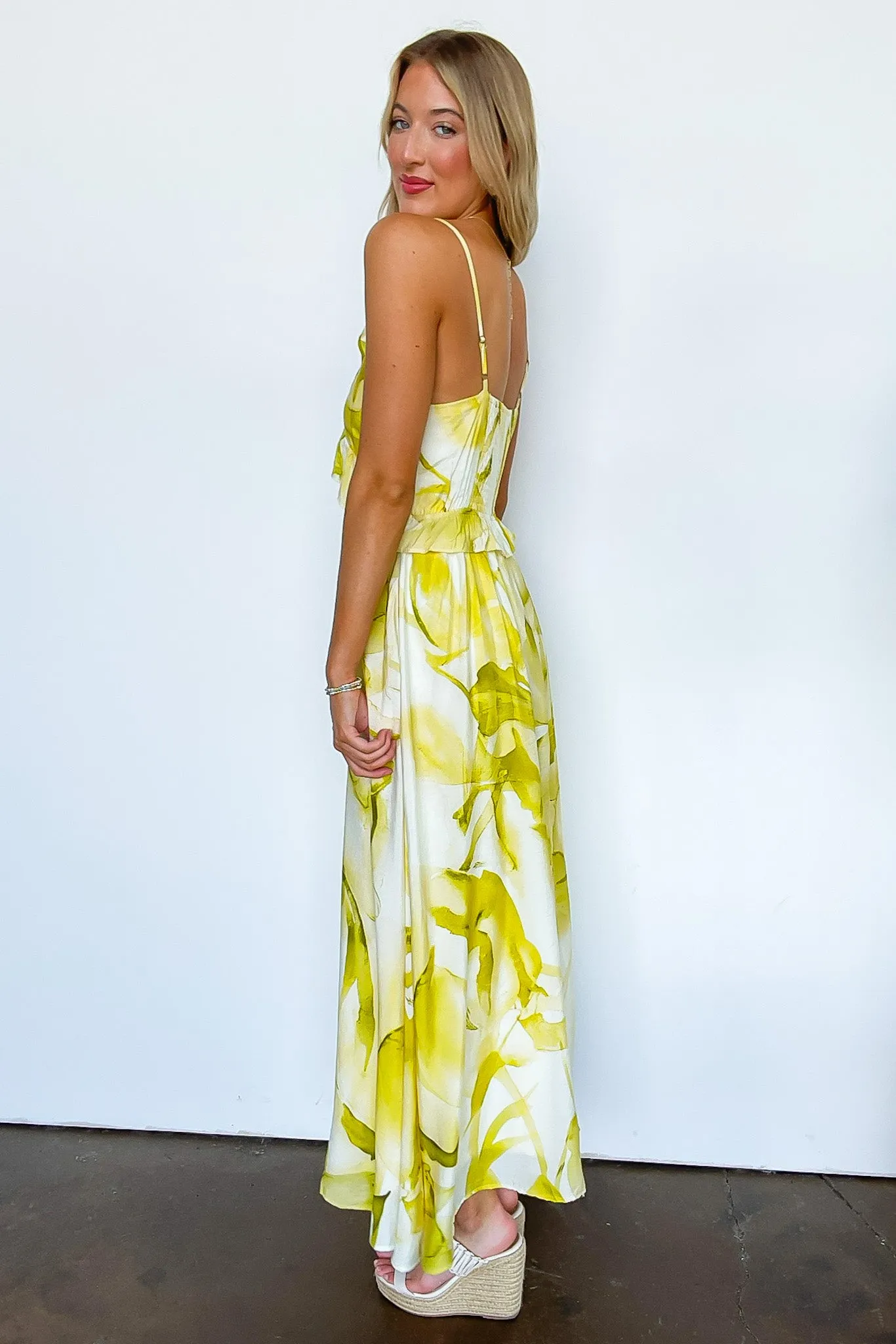 Florence Watercolor Floral Ruffled Maxi Dress