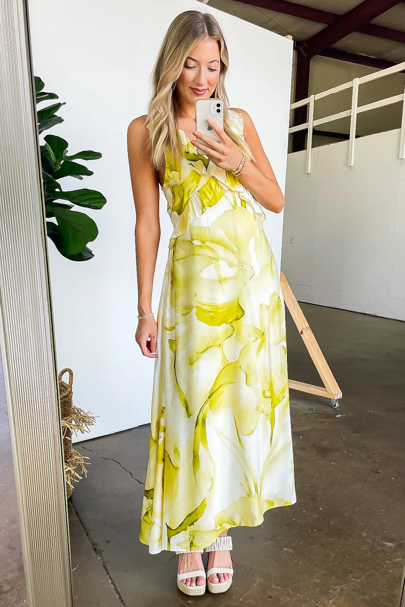 Florence Watercolor Floral Ruffled Maxi Dress