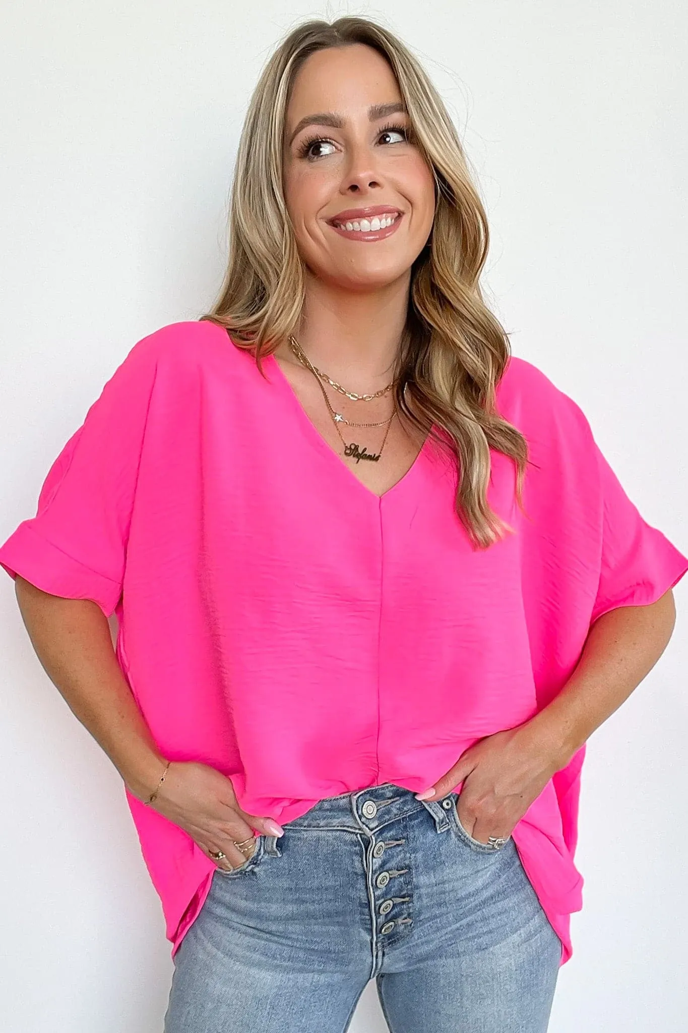 Florinda Flowy Airflow V-Neck Dolman Sleeve Top - BACK IN STOCK