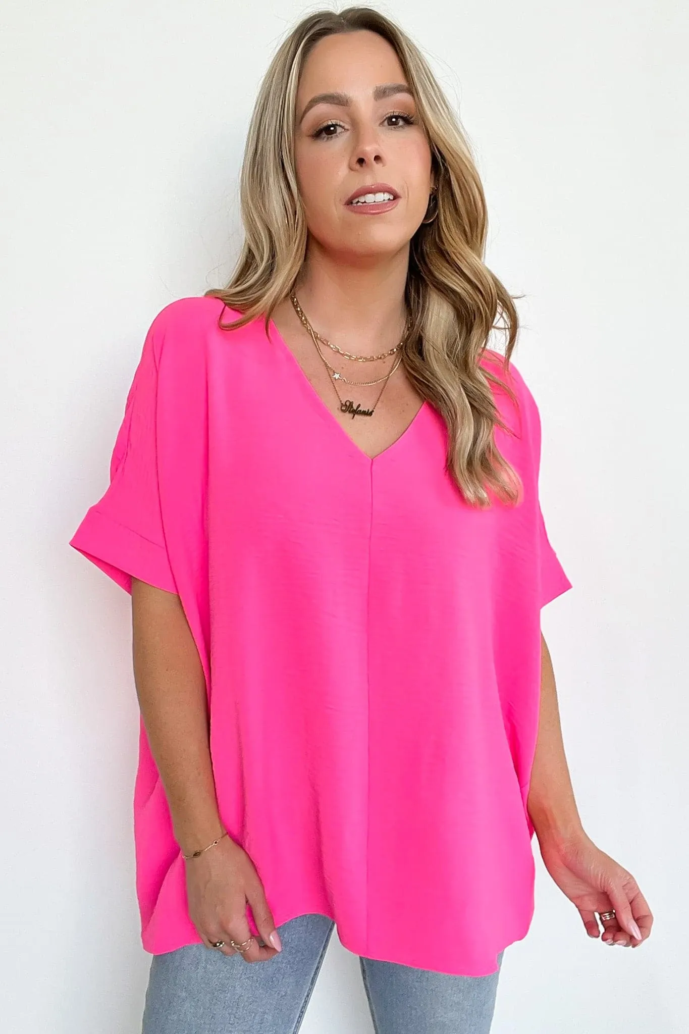 Florinda Flowy Airflow V-Neck Dolman Sleeve Top - BACK IN STOCK