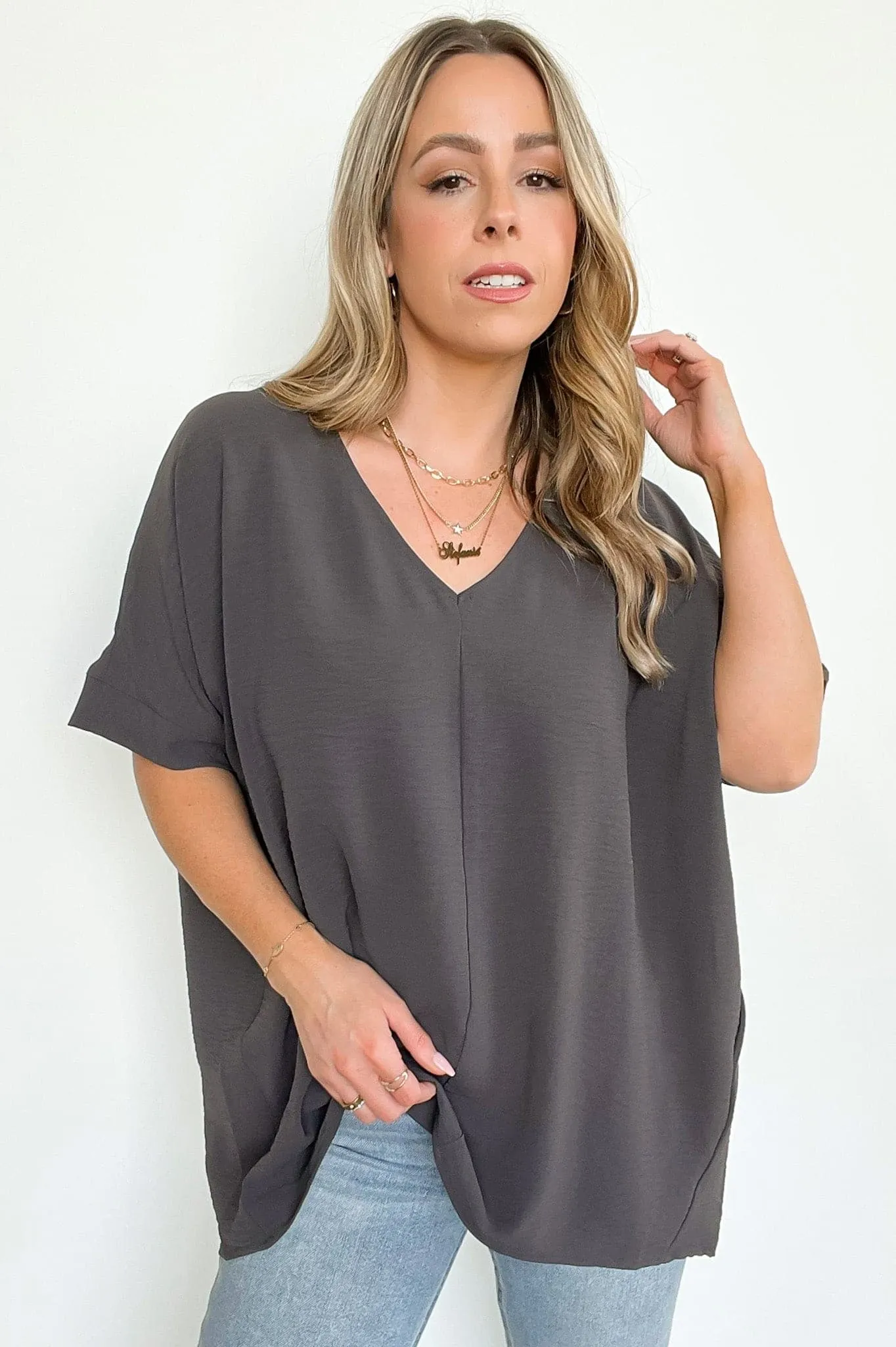 Florinda Flowy Airflow V-Neck Dolman Sleeve Top - BACK IN STOCK