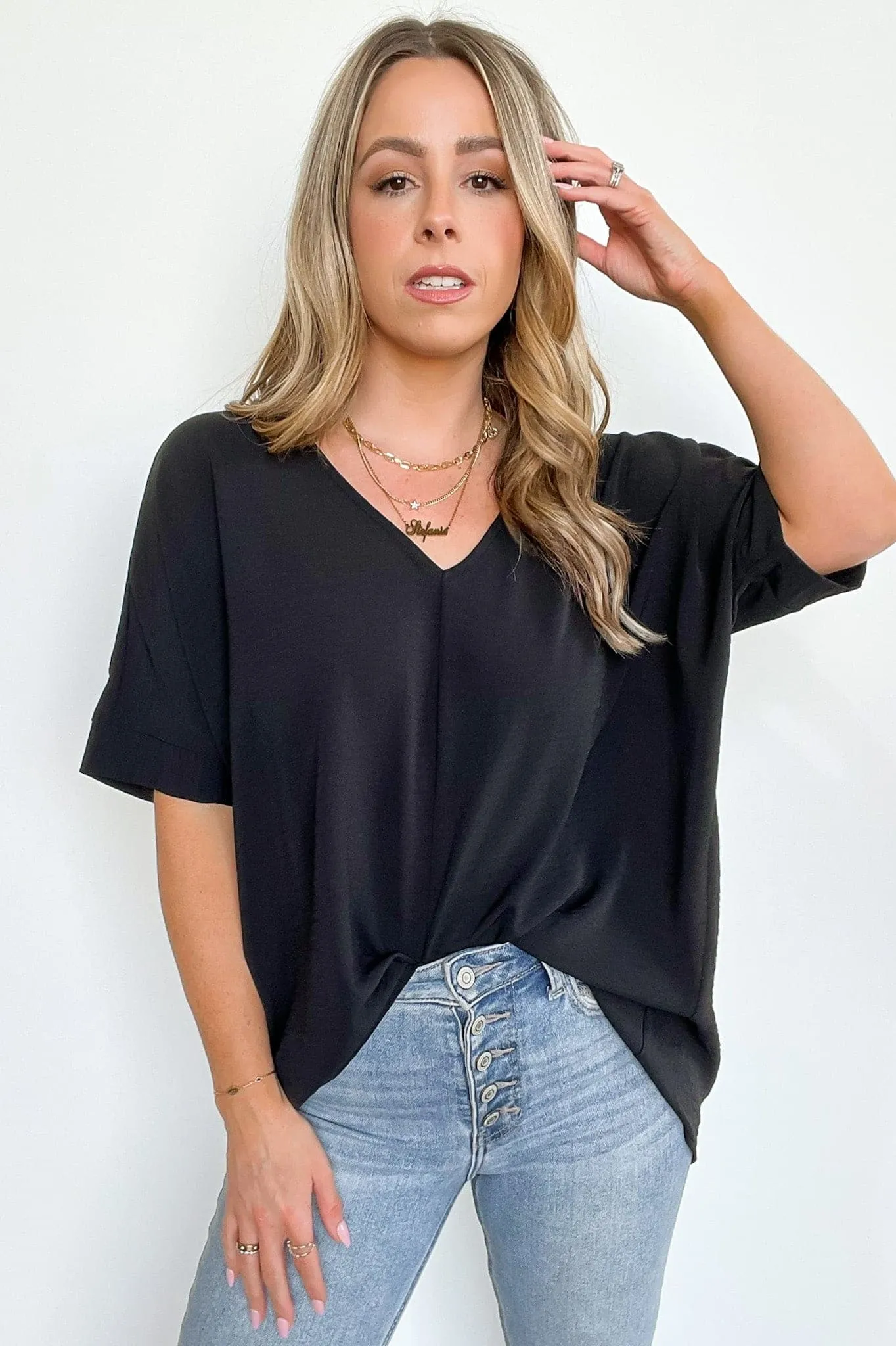Florinda Flowy Airflow V-Neck Dolman Sleeve Top - BACK IN STOCK