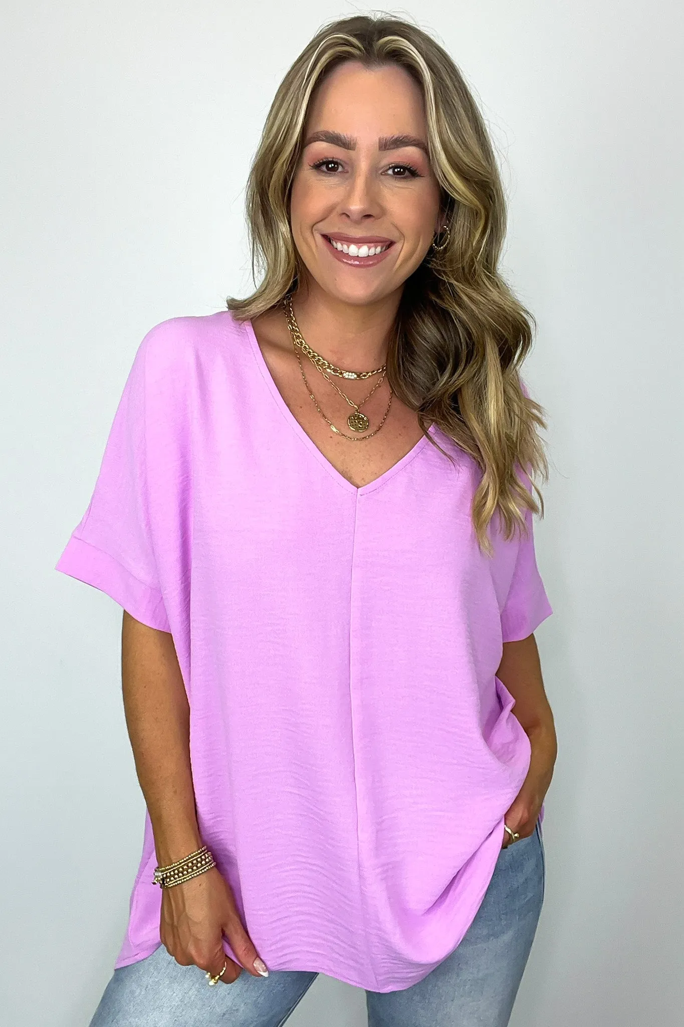 Florinda Flowy Airflow V-Neck Dolman Sleeve Top - BACK IN STOCK