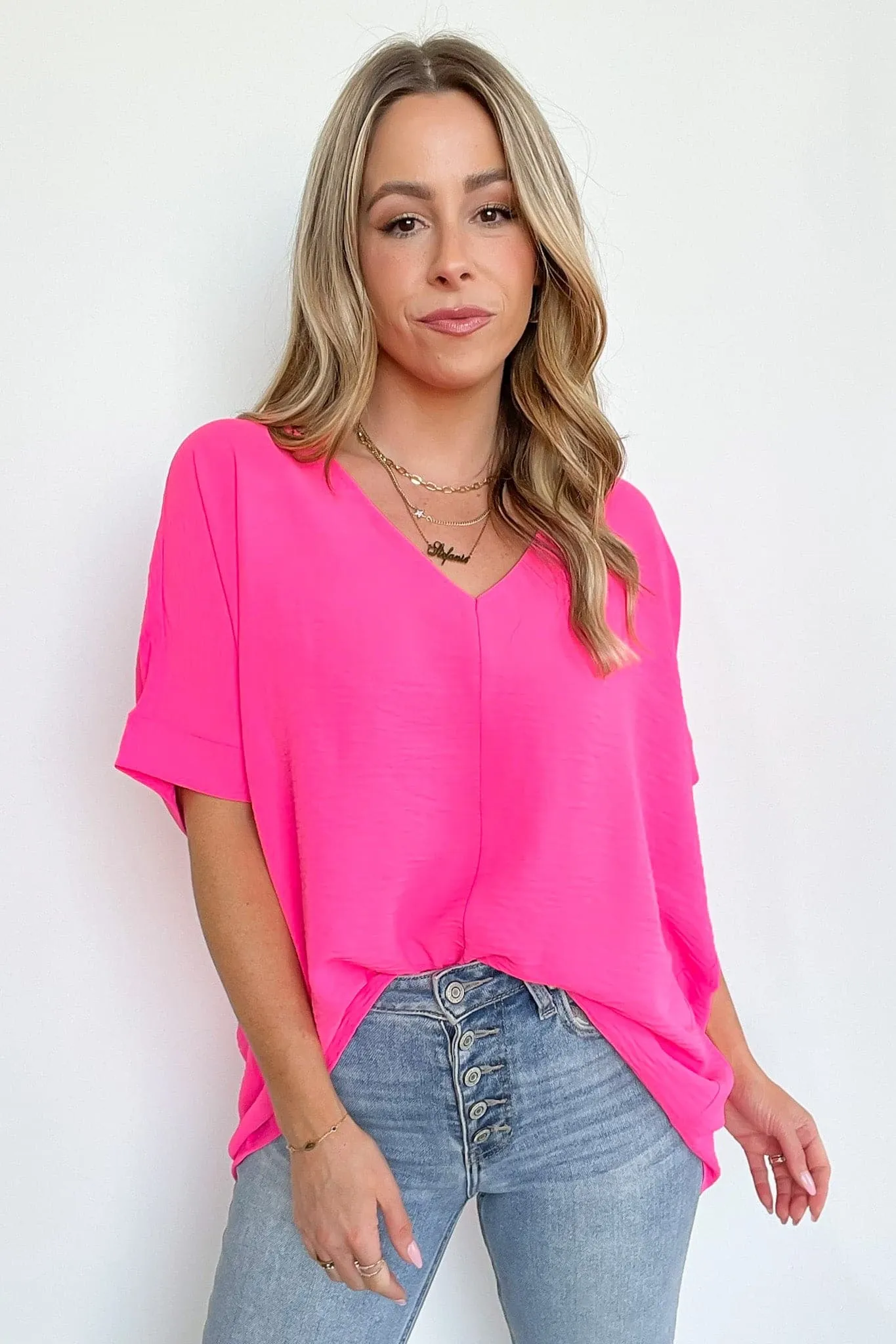 Florinda Flowy Airflow V-Neck Dolman Sleeve Top - BACK IN STOCK