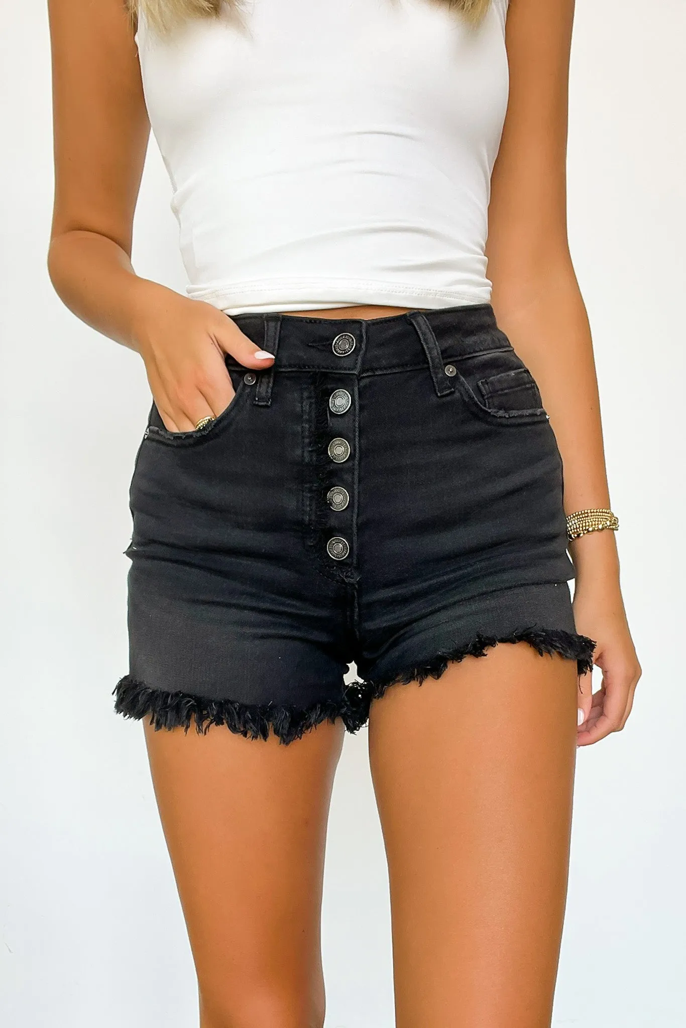 Fortnight Frayed Hem Button Fly Shorts