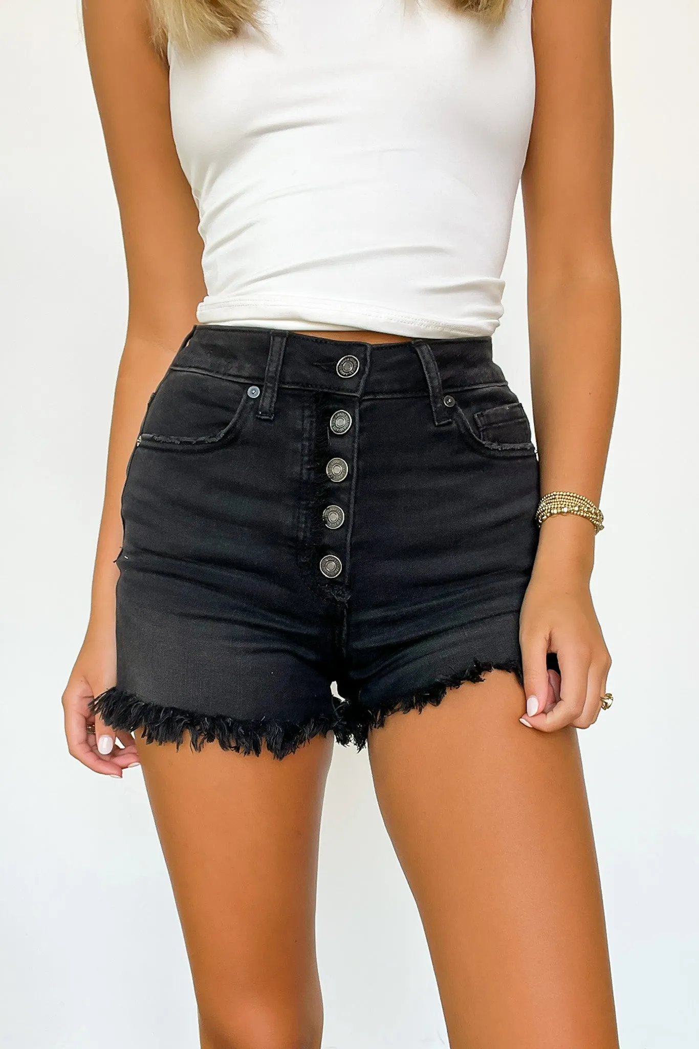 Fortnight Frayed Hem Button Fly Shorts