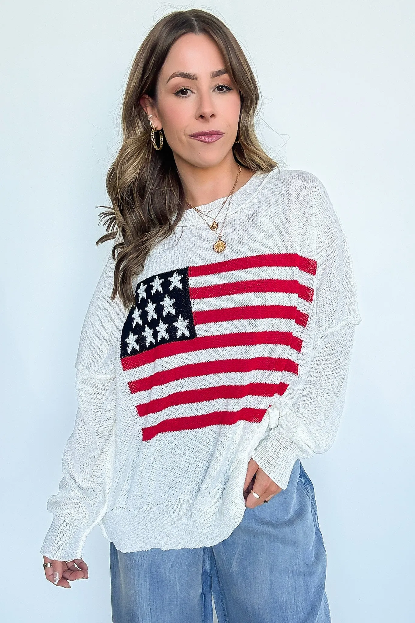 Freedom Ring American Flag Knit Sweater