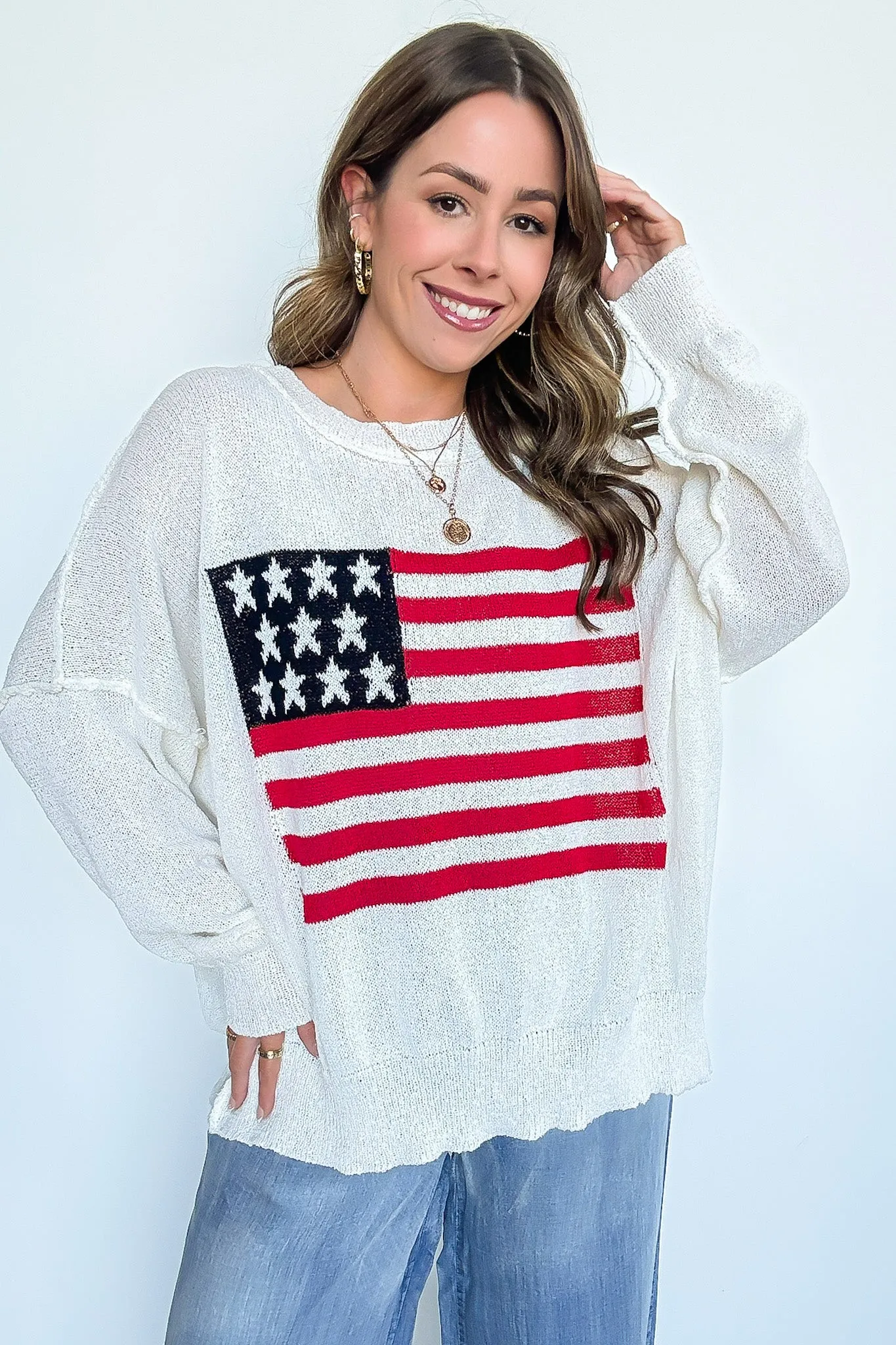 Freedom Ring American Flag Knit Sweater