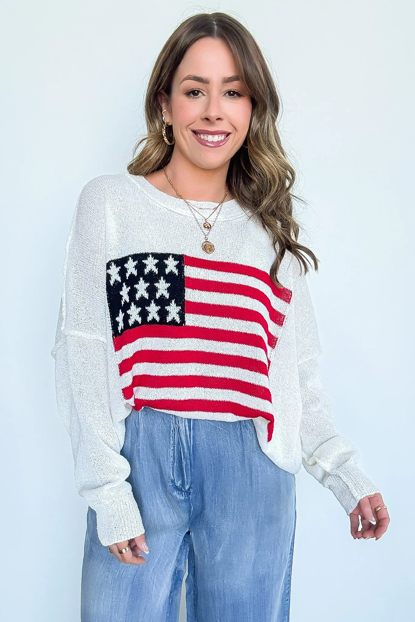 Freedom Ring American Flag Knit Sweater