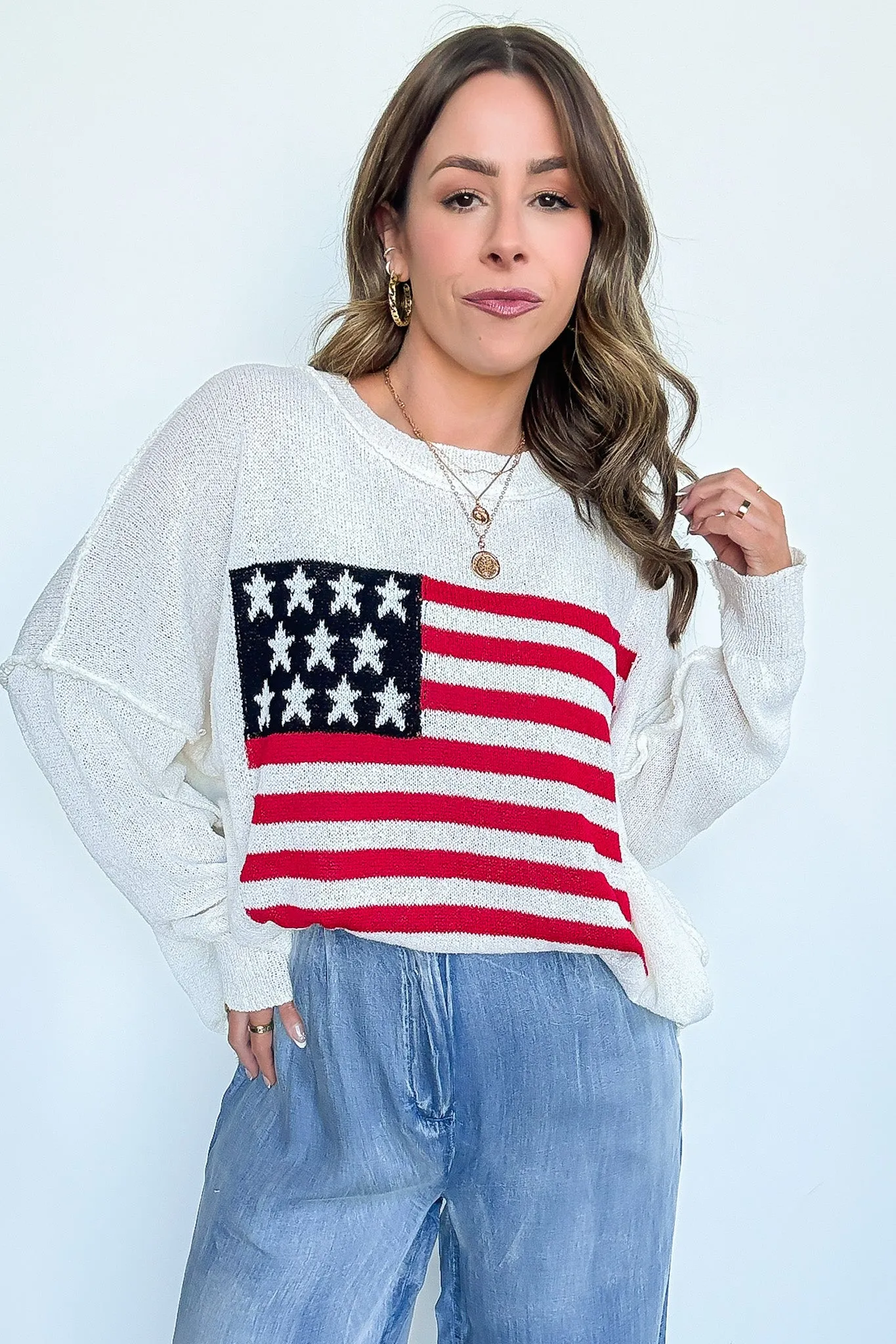 Freedom Ring American Flag Knit Sweater