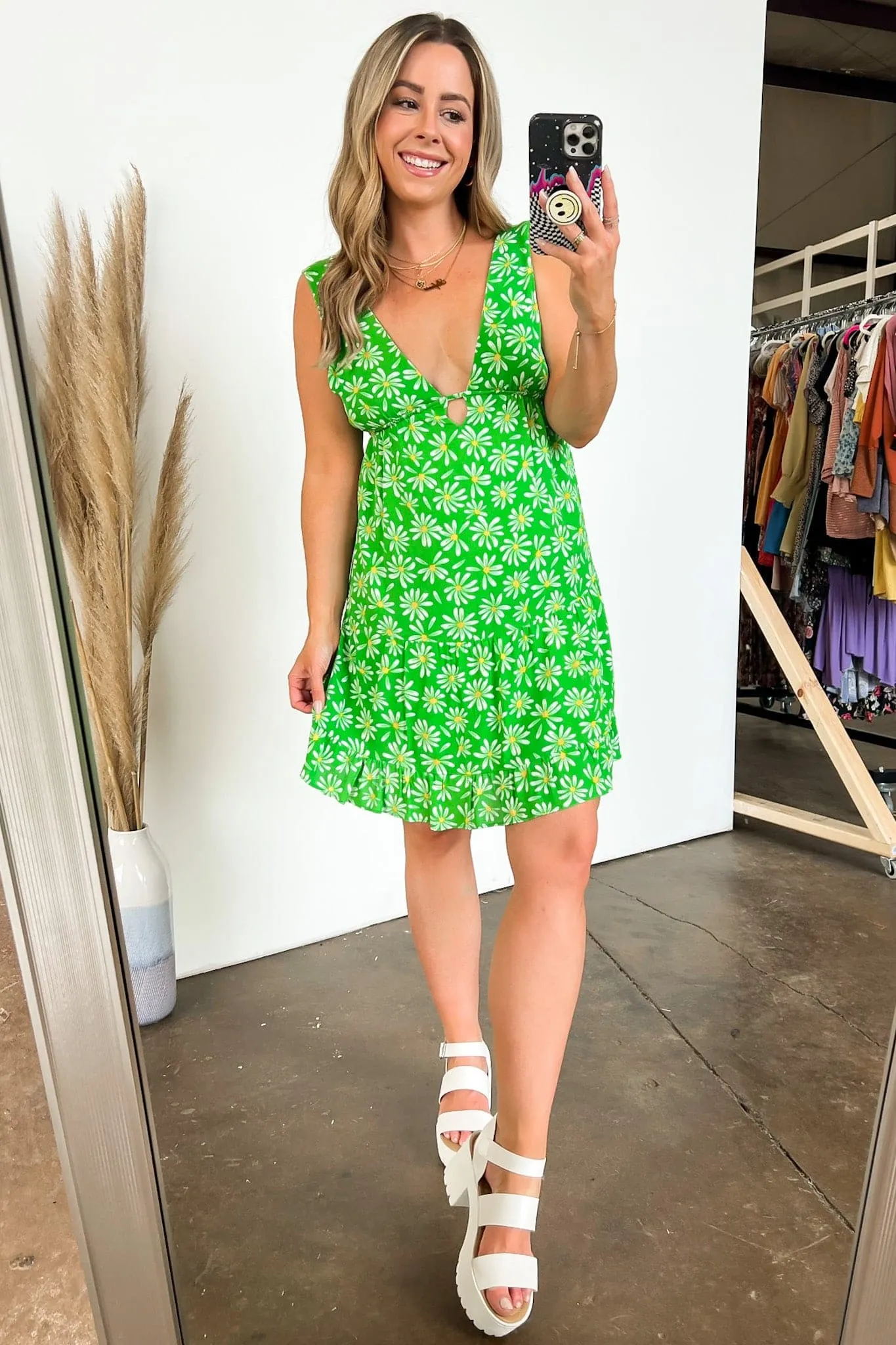 Fresh Blooms Floral V-Neck Dress - FINAL SALE
