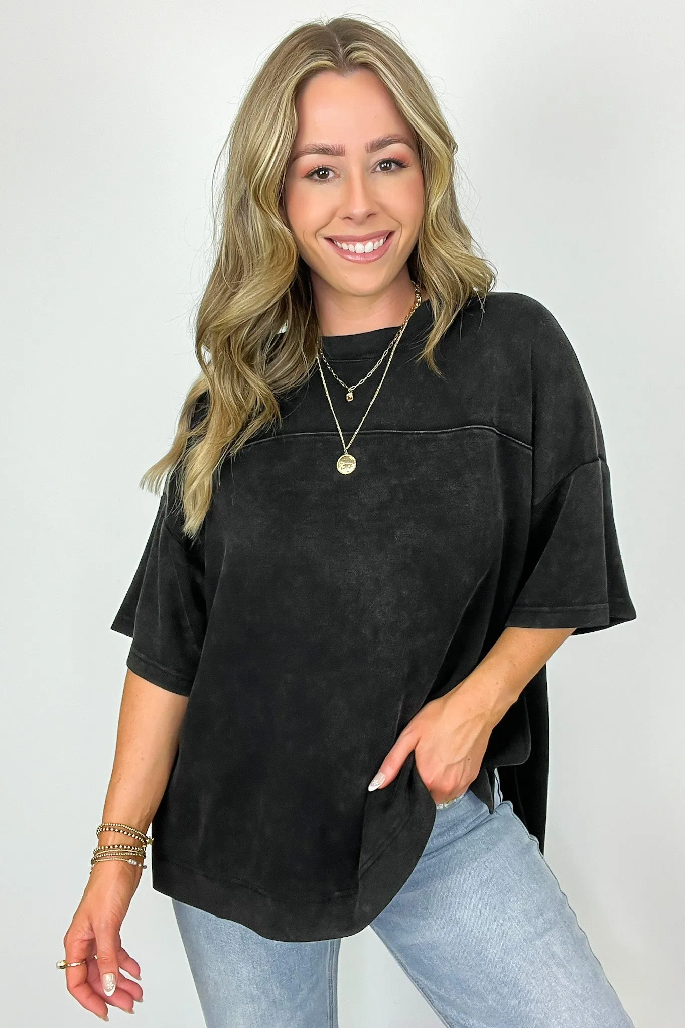 Freyah Relaxed Mineral Wash Dolman Sleeve Top - BACK IN STOCK