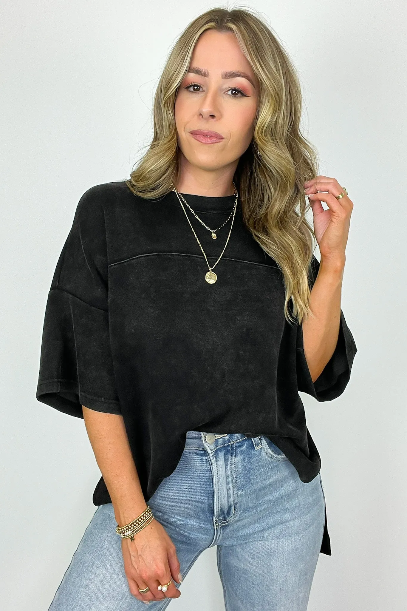 Freyah Relaxed Mineral Wash Dolman Sleeve Top - BACK IN STOCK