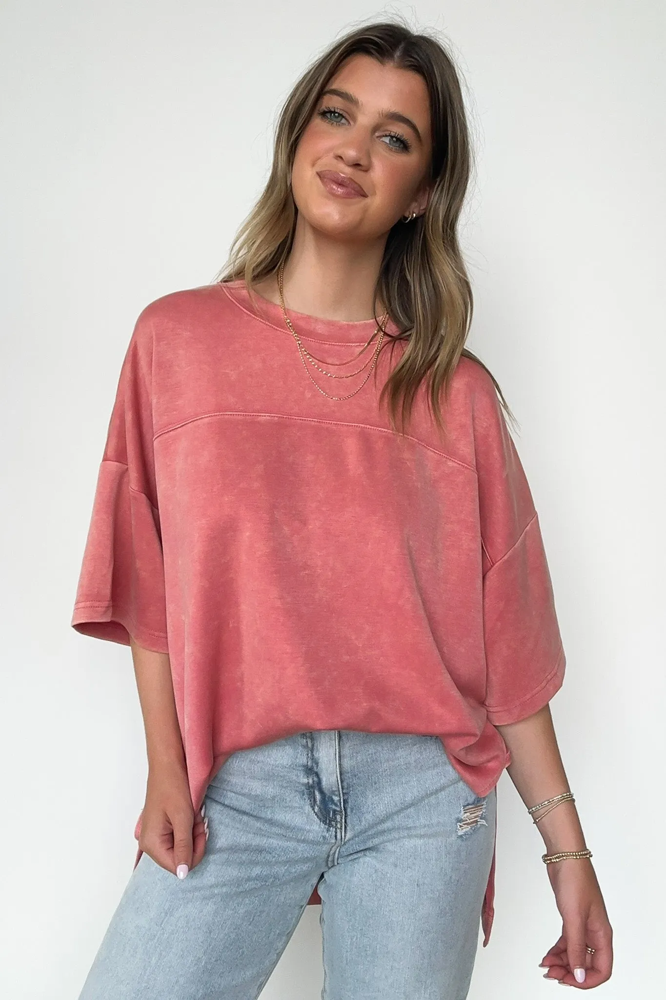 Freyah Relaxed Mineral Wash Dolman Sleeve Top - BACK IN STOCK