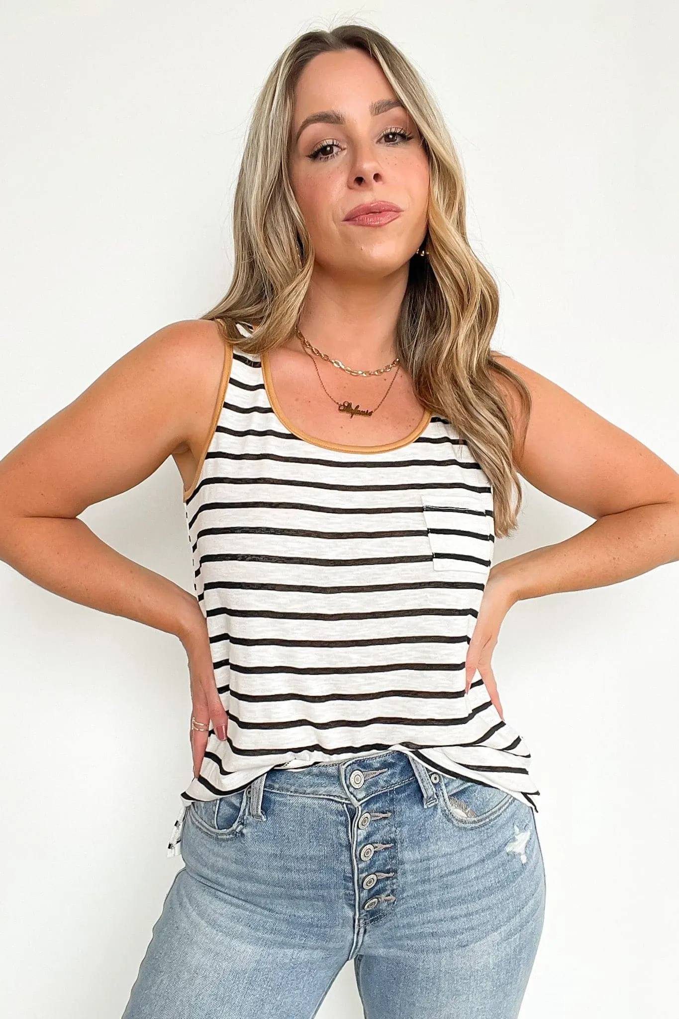 Frisco Striped Contrast Tank Top - FINAL SALE
