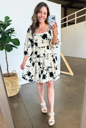 Gaelle Floral Square Neck Dress