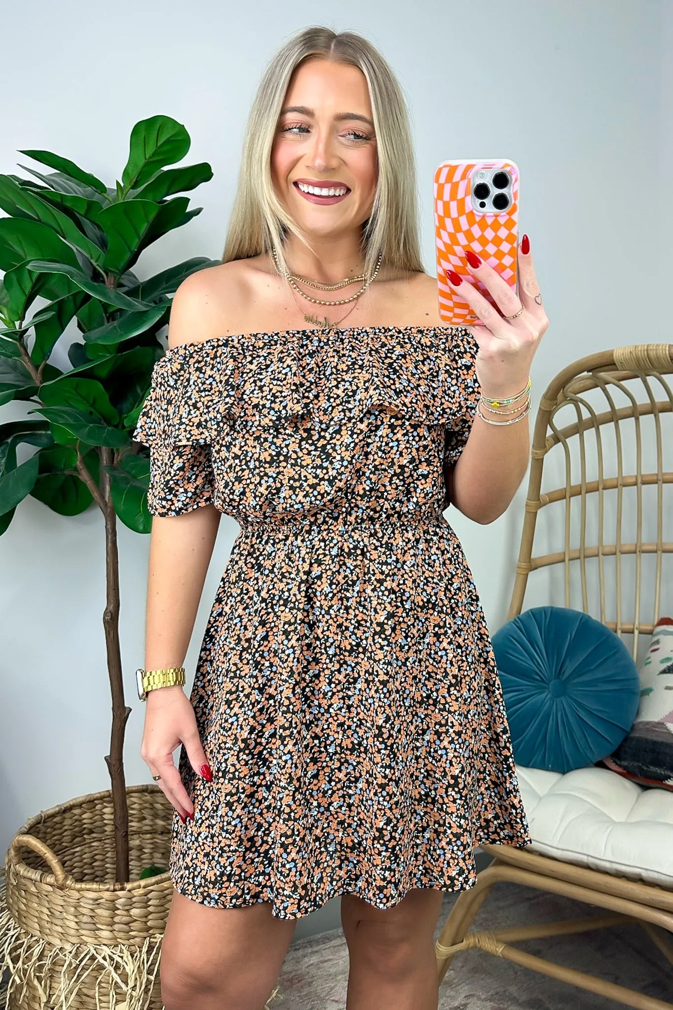 Garden Bliss Floral Off Shoulder Tiered Dress - FINAL SALE