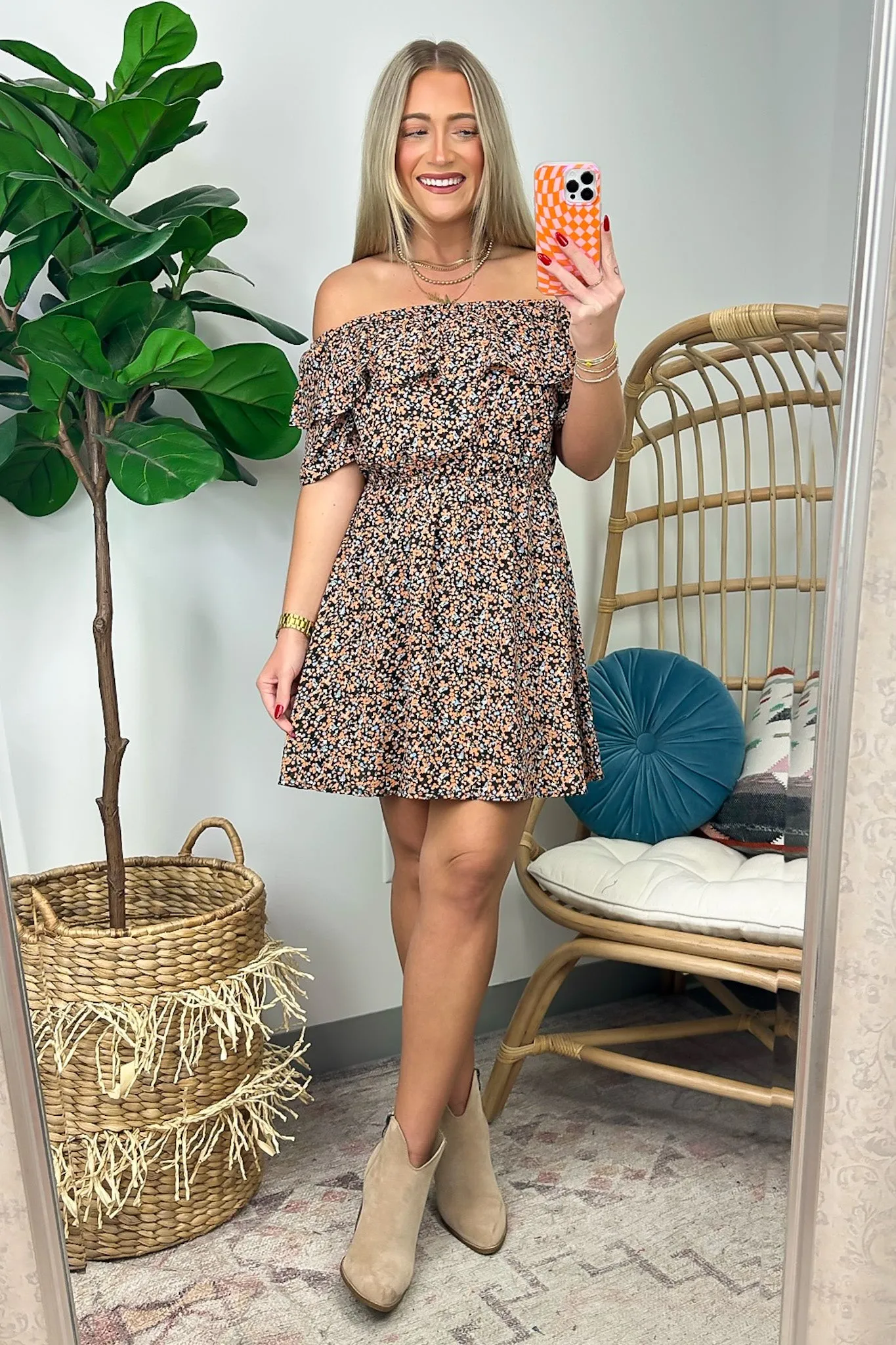Garden Bliss Floral Off Shoulder Tiered Dress - FINAL SALE