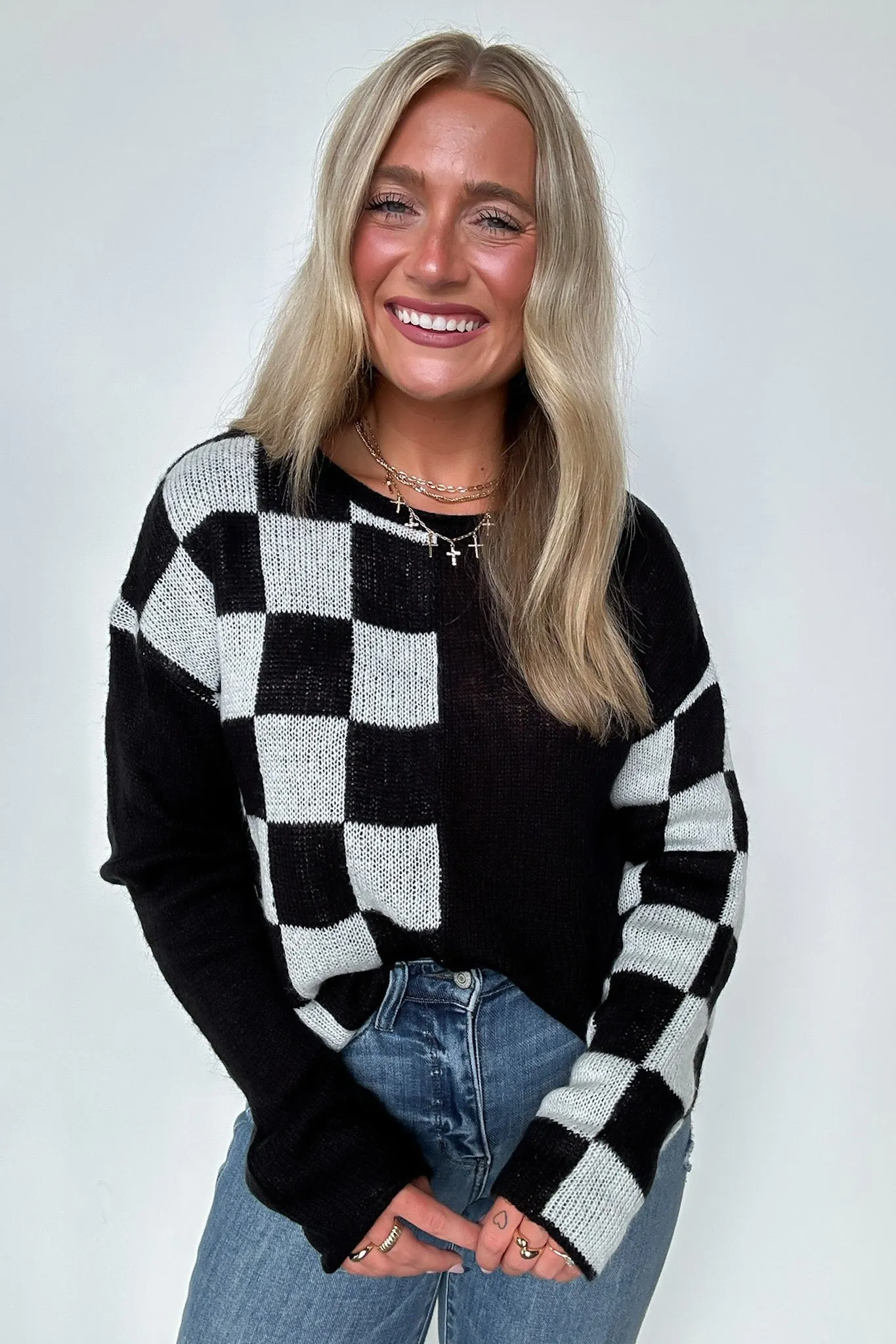 Gemma Color Block Checkered Sweater - FINAL SALE