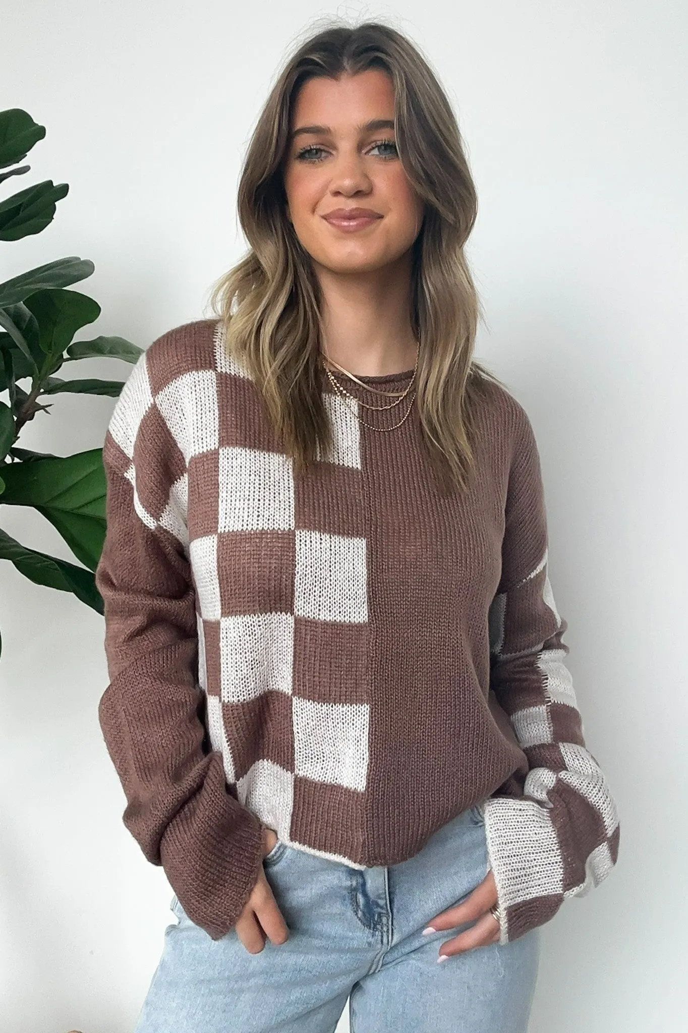 Gemma Color Block Checkered Sweater - FINAL SALE