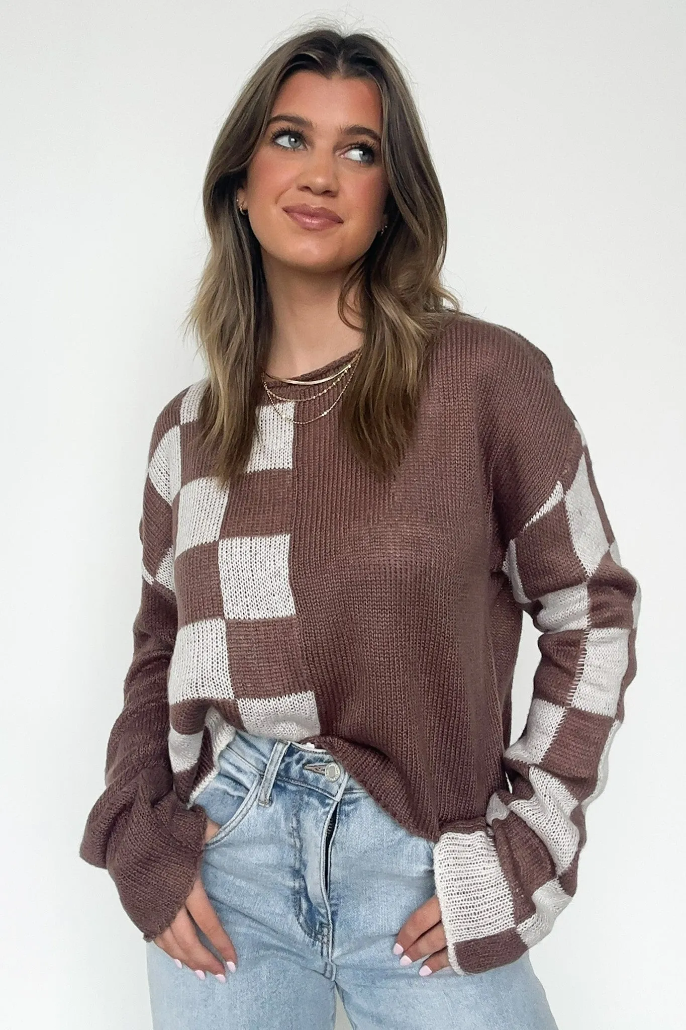 Gemma Color Block Checkered Sweater - FINAL SALE