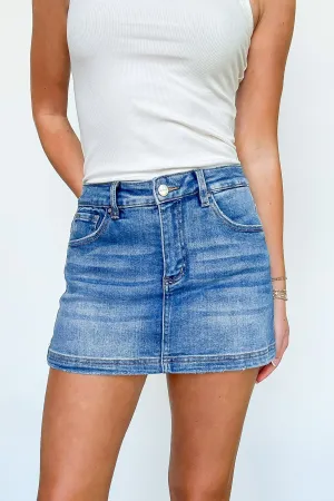 Gillian High Rise Denim Skort