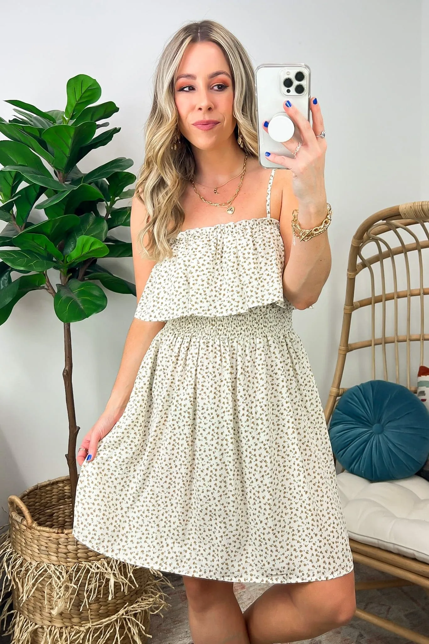 Glowing Days Floral Ruffle Flounce Dress - FINAL SALE