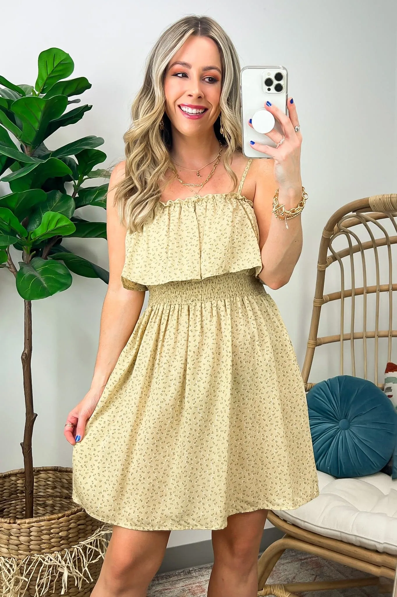 Glowing Days Floral Ruffle Flounce Dress - FINAL SALE