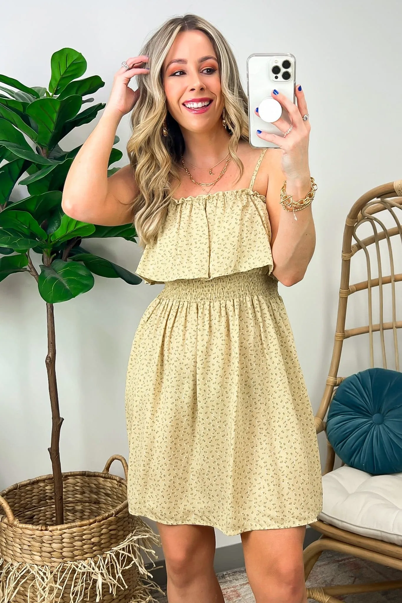 Glowing Days Floral Ruffle Flounce Dress - FINAL SALE