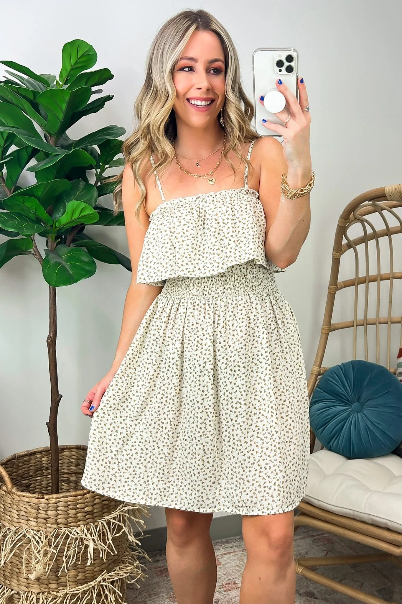 Glowing Days Floral Ruffle Flounce Dress - FINAL SALE